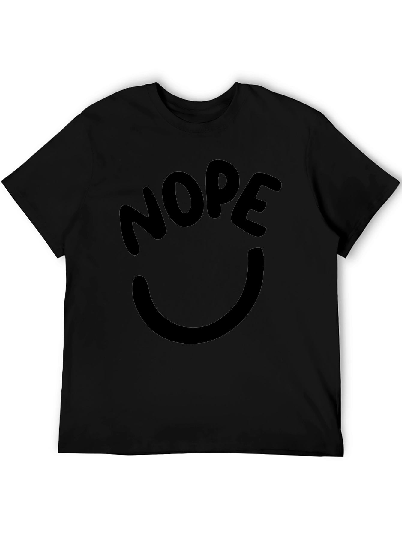 Nope Smiley Face Graphic Tee - Black Casual T-Shirt