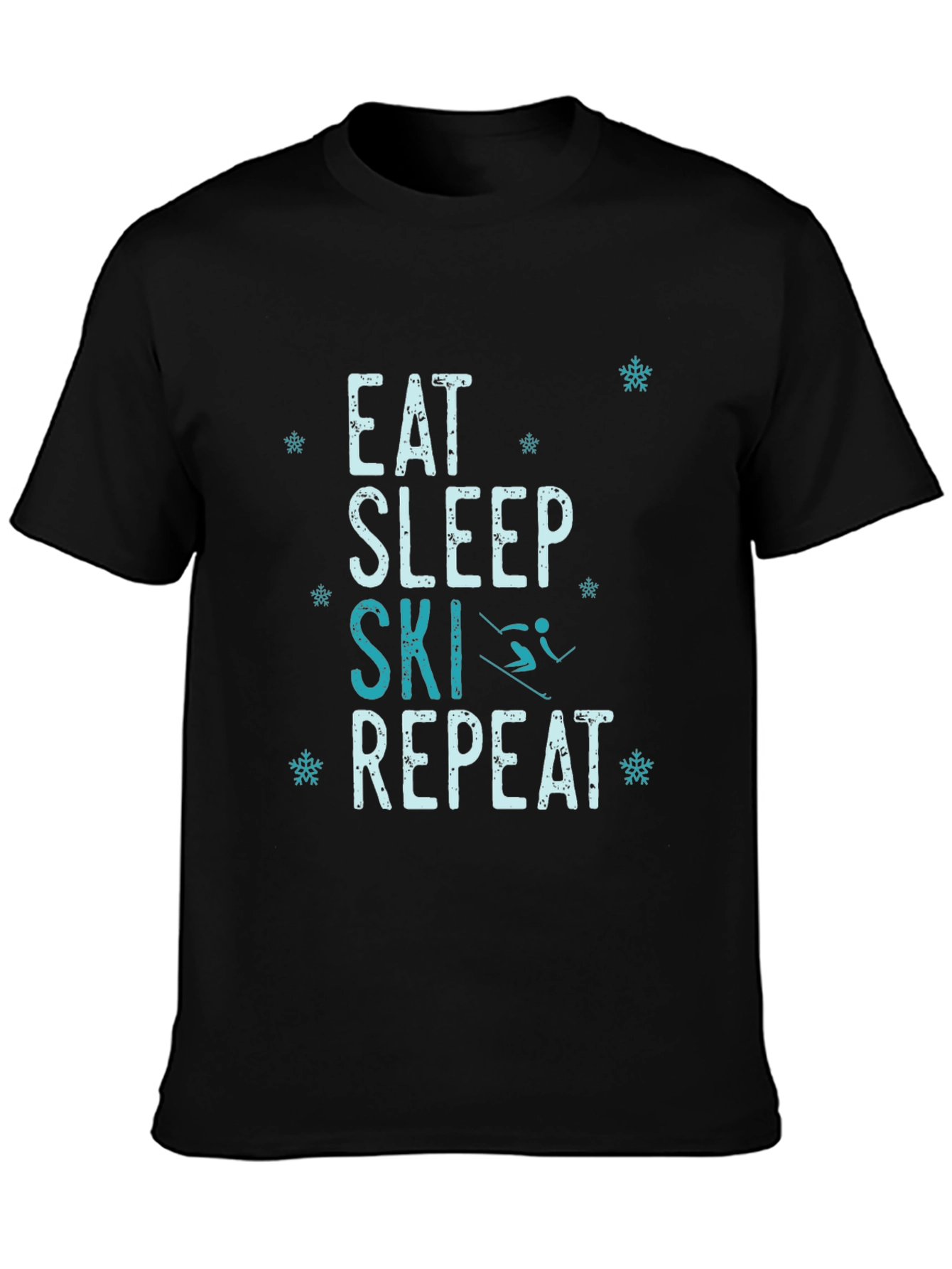 Eat Sleep Ski Repeat Black T-Shirt