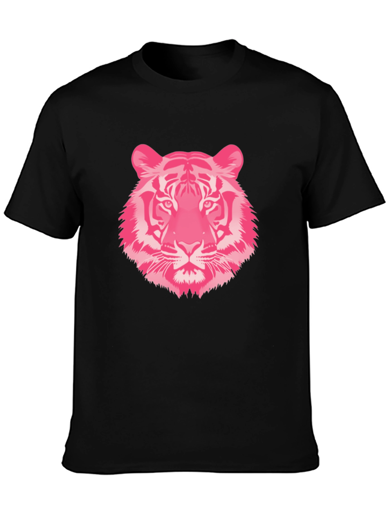 Pink Tiger Graphic Tee - Black Cotton T-Shirt