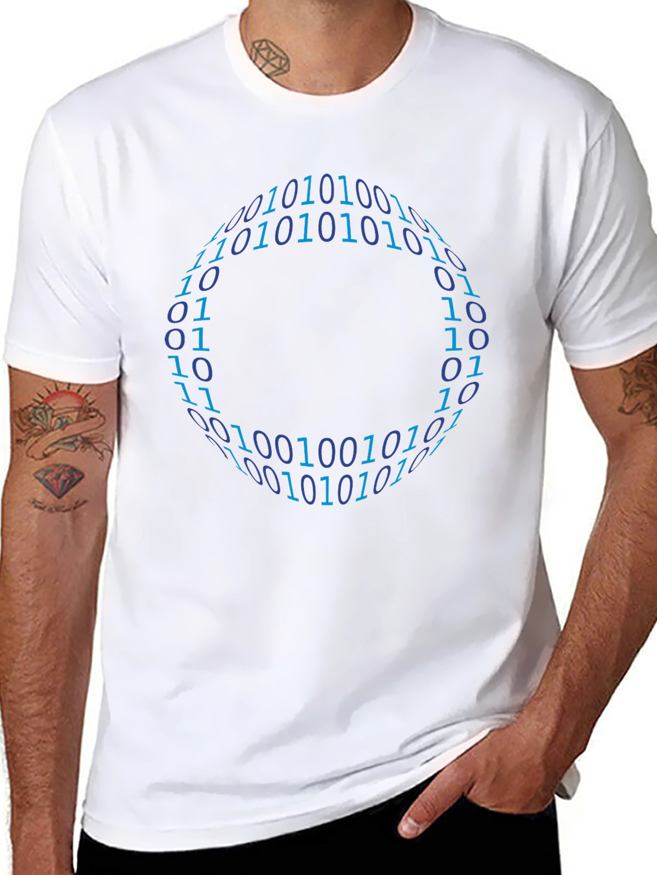 Binary Code Circle Graphic T-Shirt