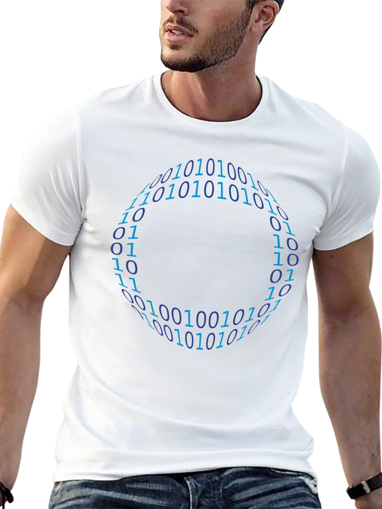 Binary Code Circle Graphic T-Shirt