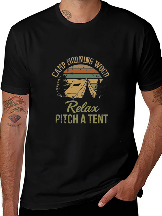 Camp Morning Wood T-Shirt - Relax & Pitch a Tent