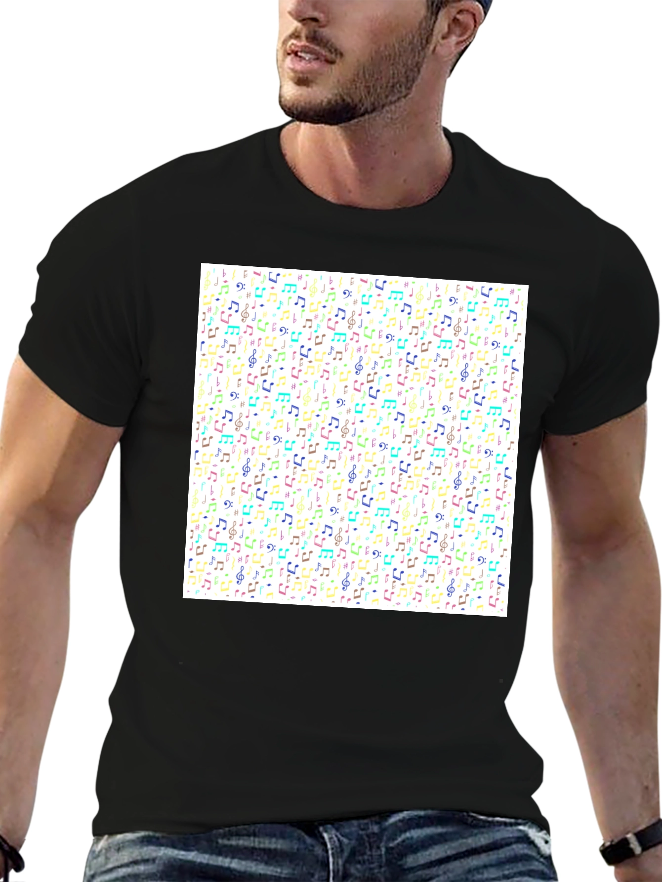 Musical Note Pattern T-Shirt - Trendy Graphic Tee