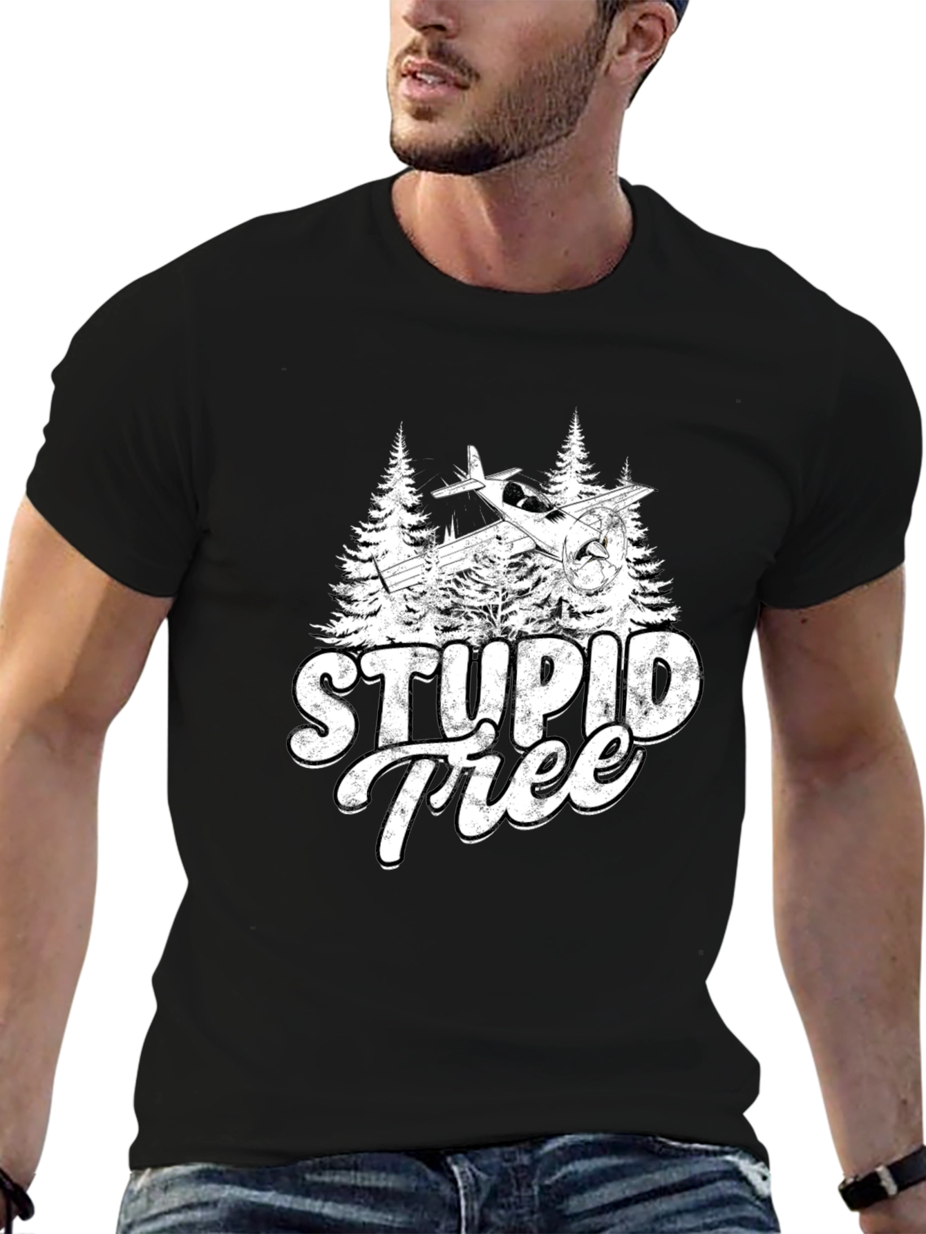 Stupid Tree Airplane Humor Graphic Tee
