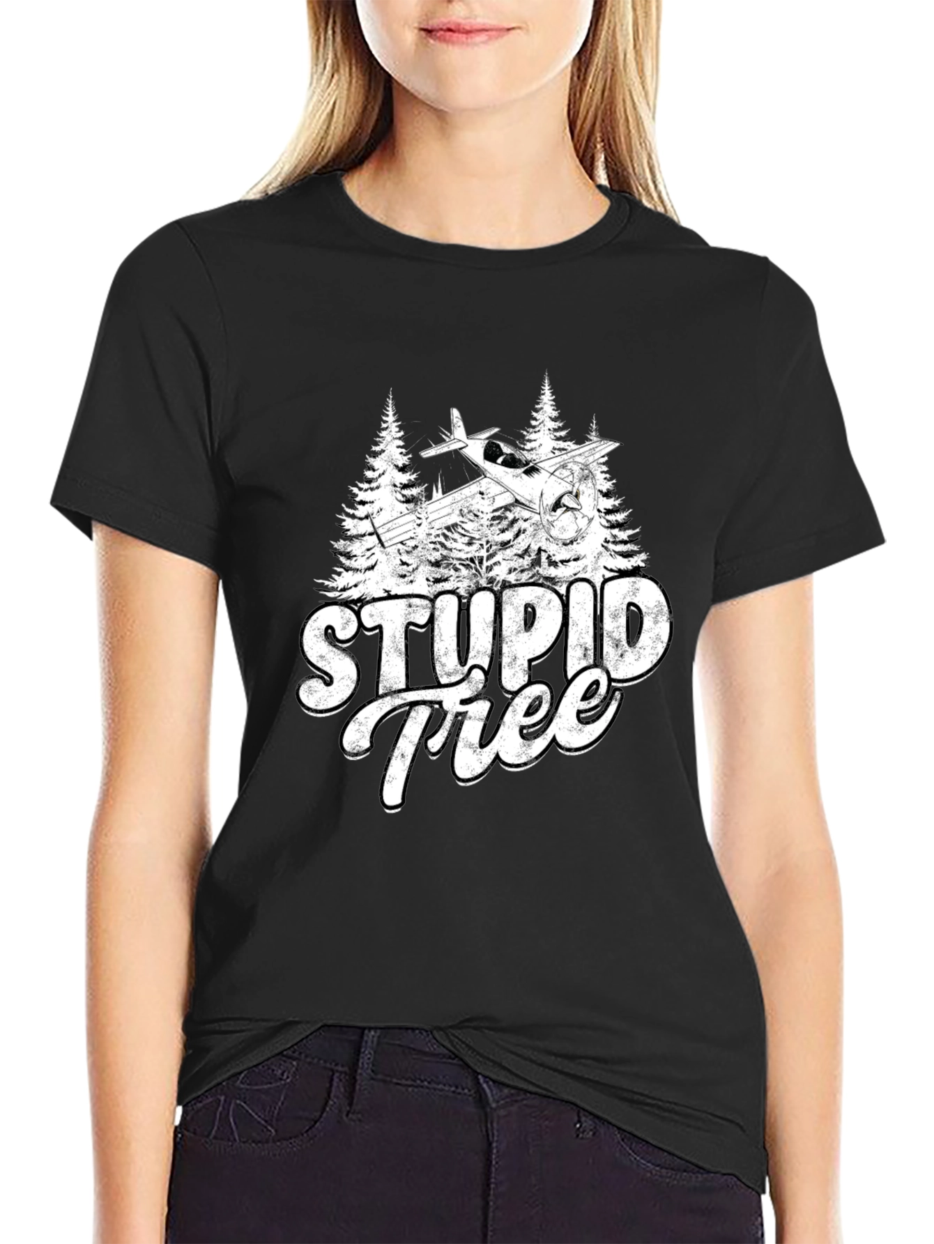 Stupid Tree Airplane Humor Graphic Tee
