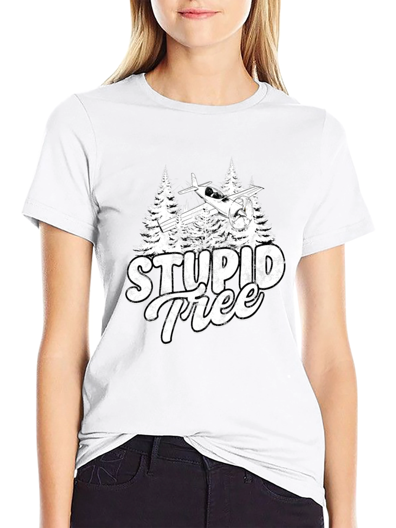 Stupid Tree Airplane Humor Graphic Tee
