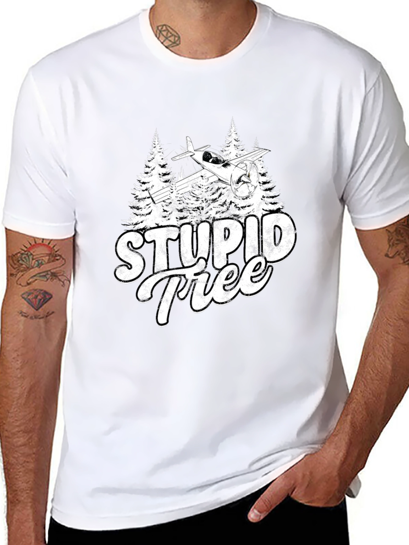 Stupid Tree Airplane Humor Graphic Tee