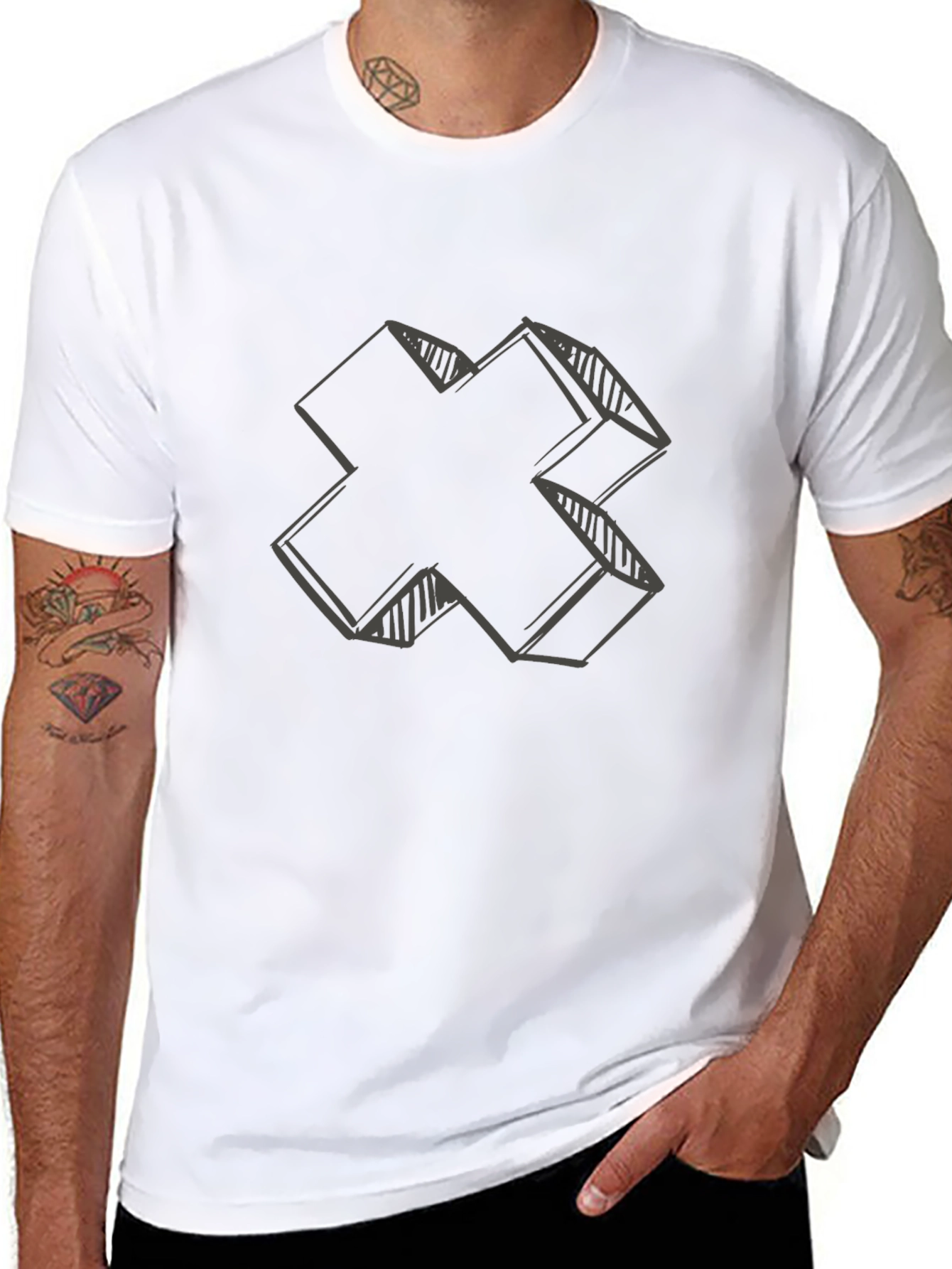 Abstract Cross Graphic Tee