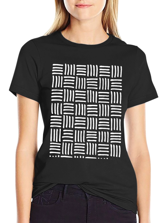 Modern Geometric Pattern Black T-Shirt