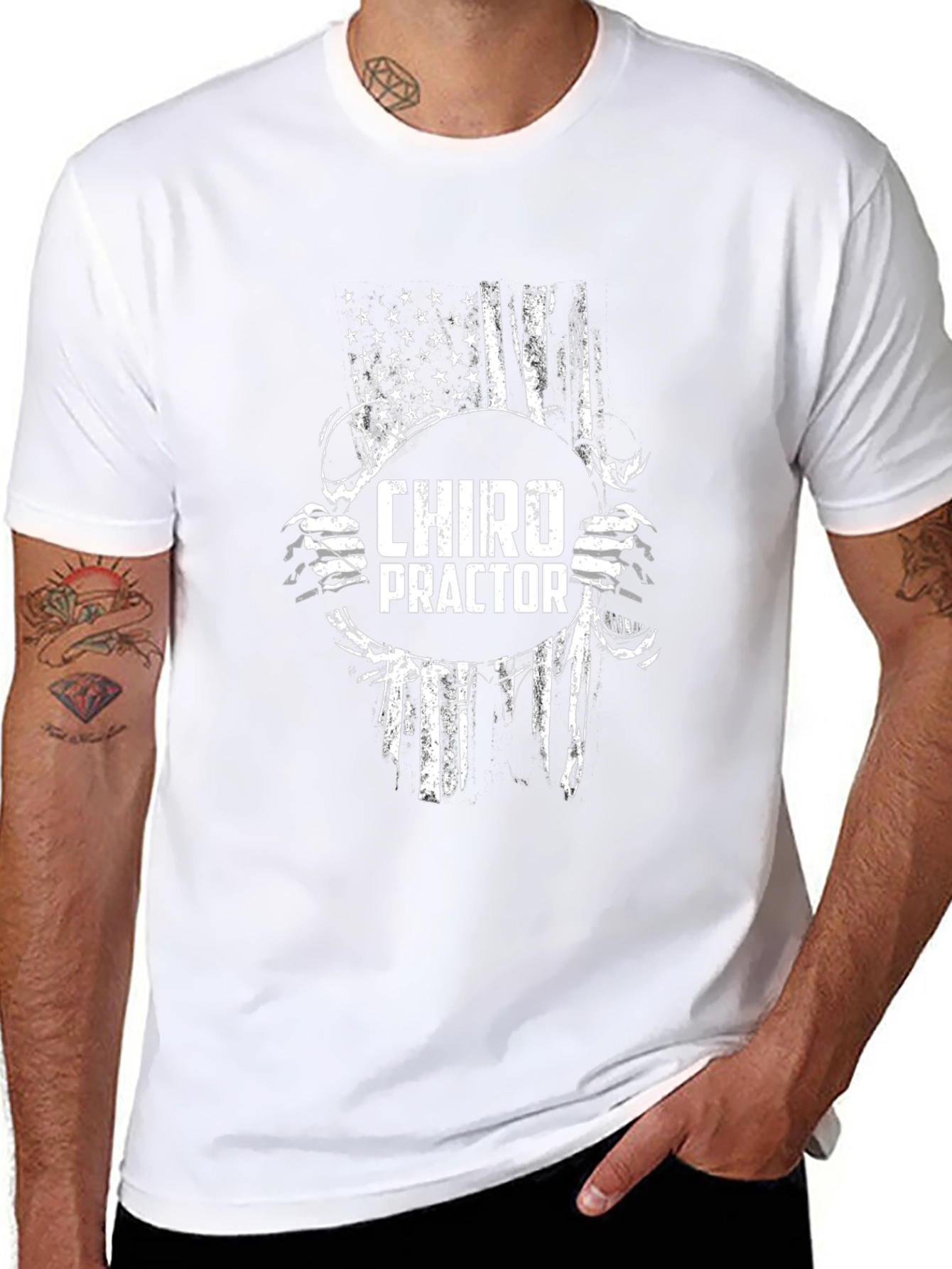 Chiropractor American Flag Graphic T-Shirt
