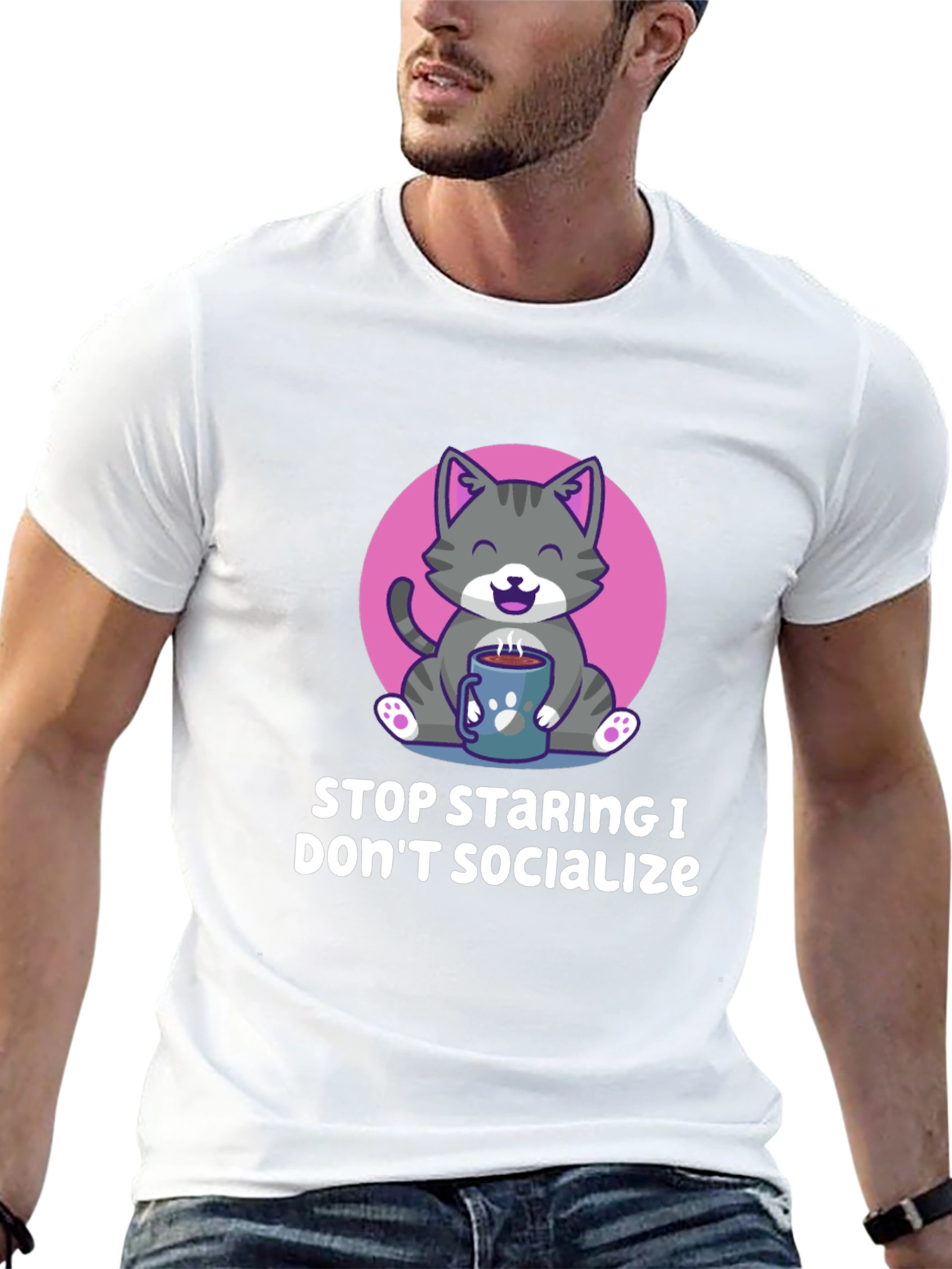 Funny Cat Lover T-Shirt - Introvert Design