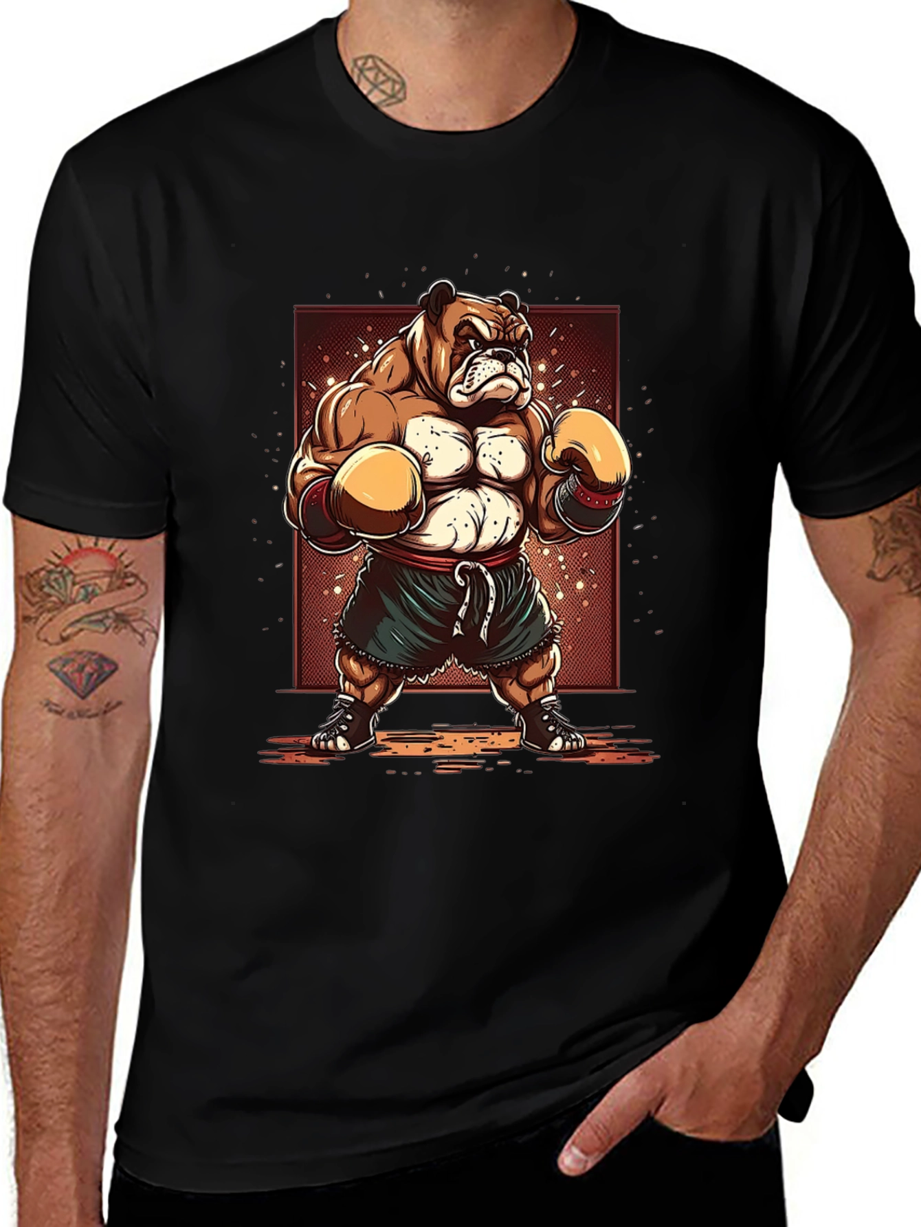 Bulldog Boxer T-Shirt - Cartoon Style