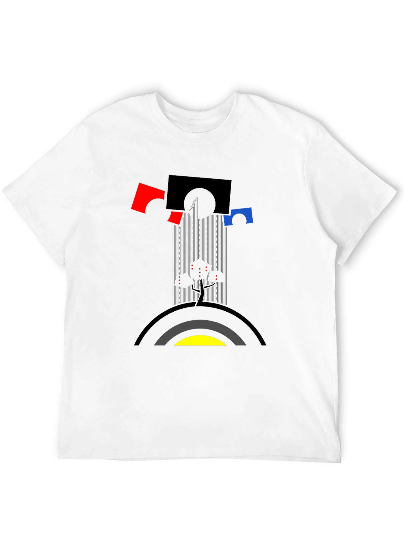Abstract Geometric Graphic Print Mens Black T-Shirt