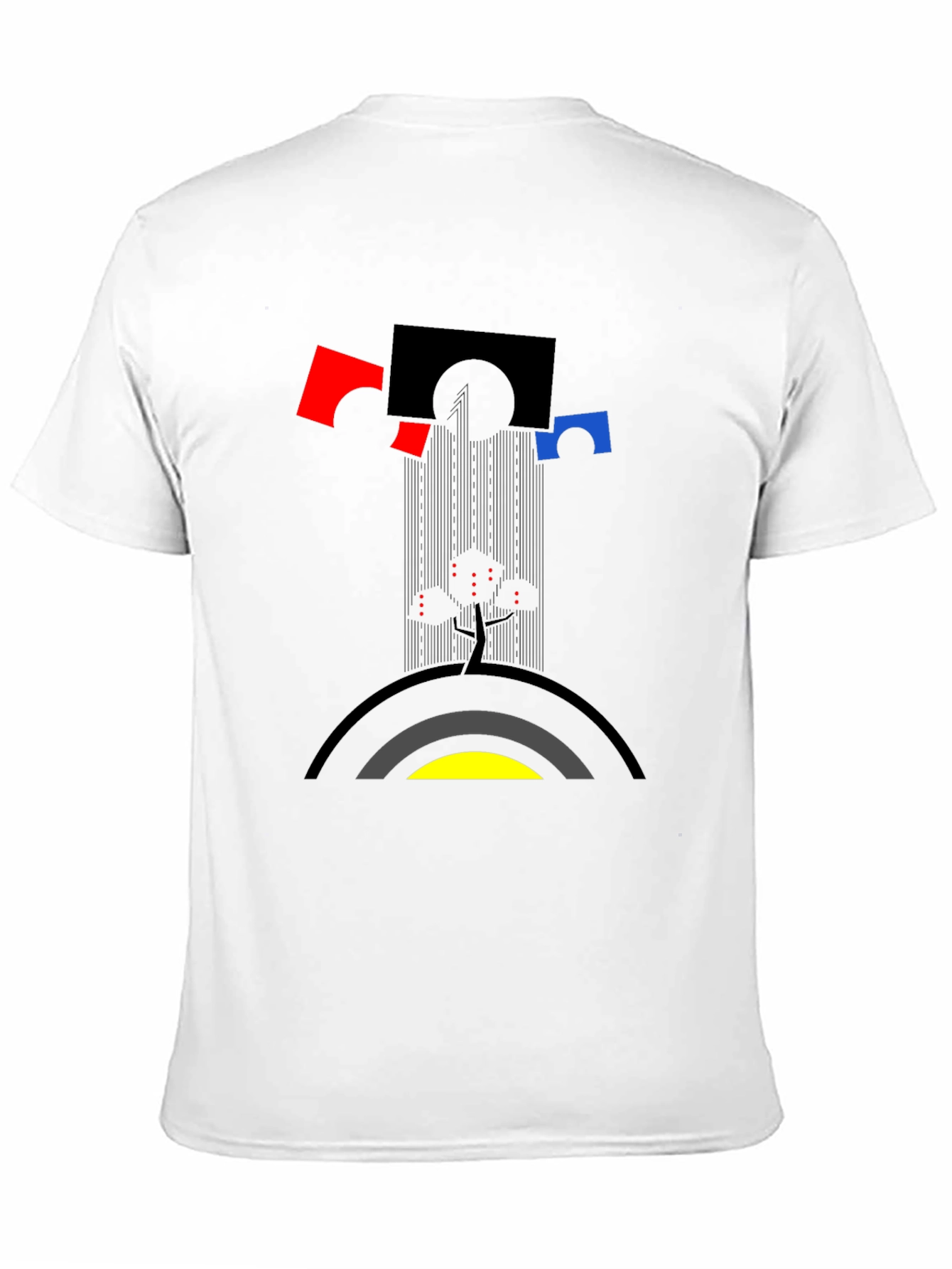 Abstract Geometric Graphic Print Mens Black T-Shirt