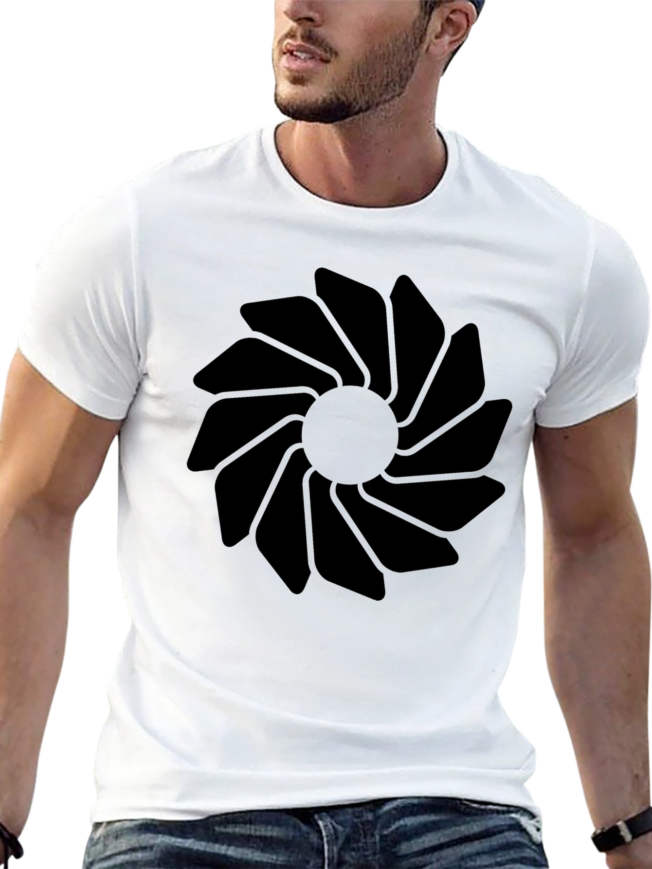 Abstract Petal Graphic Print Crew Neck T-Shirt