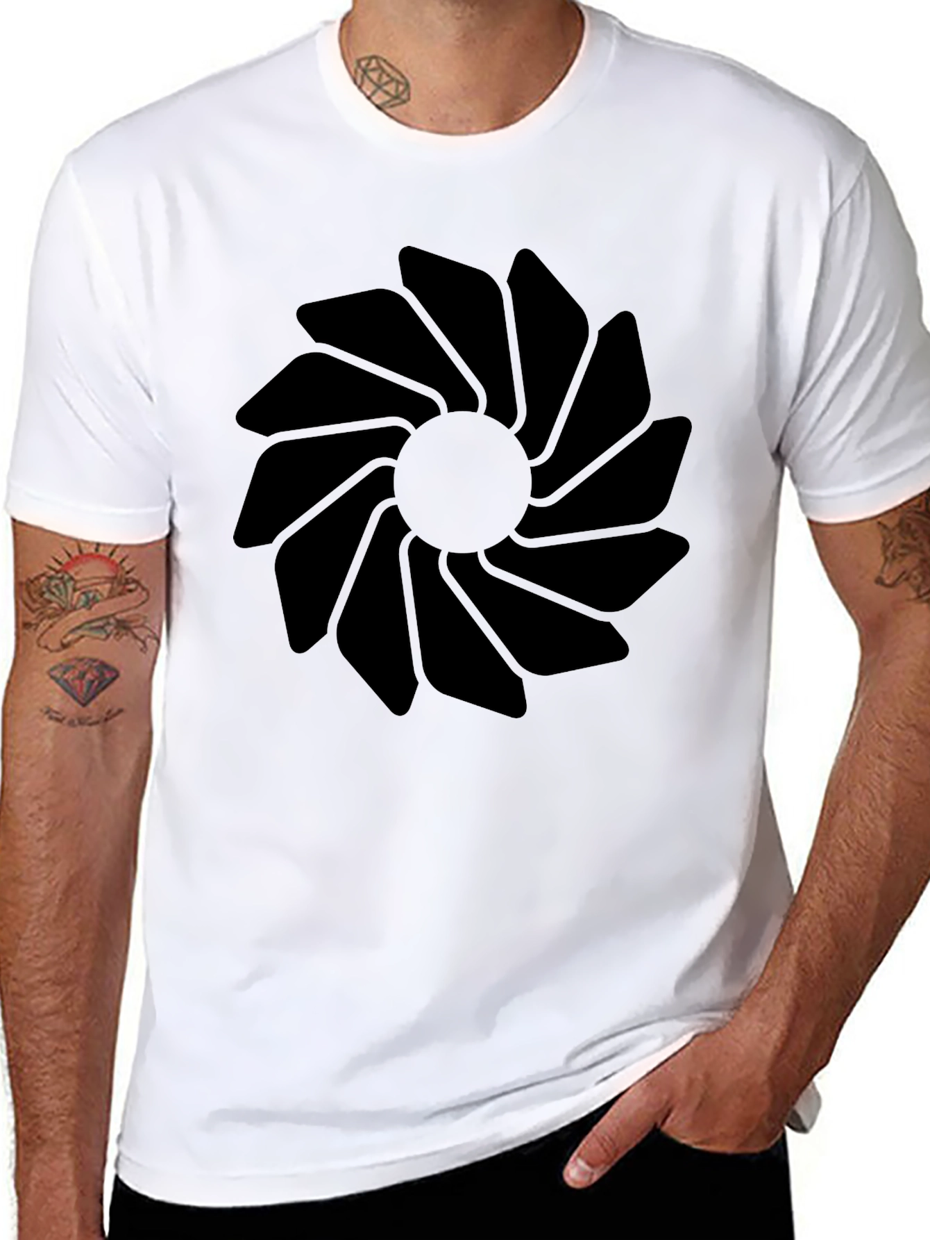 Abstract Petal Graphic Print Crew Neck T-Shirt
