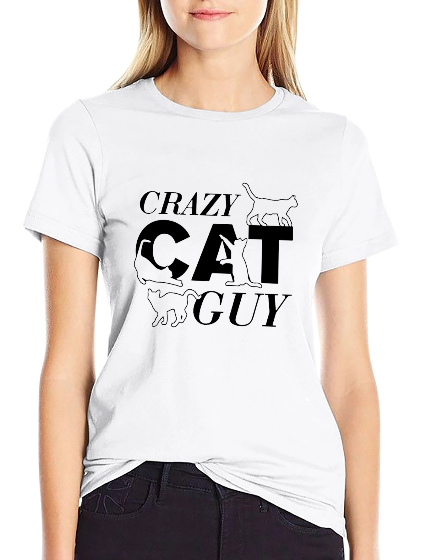 Crazy Cat Guy Black T-Shirt