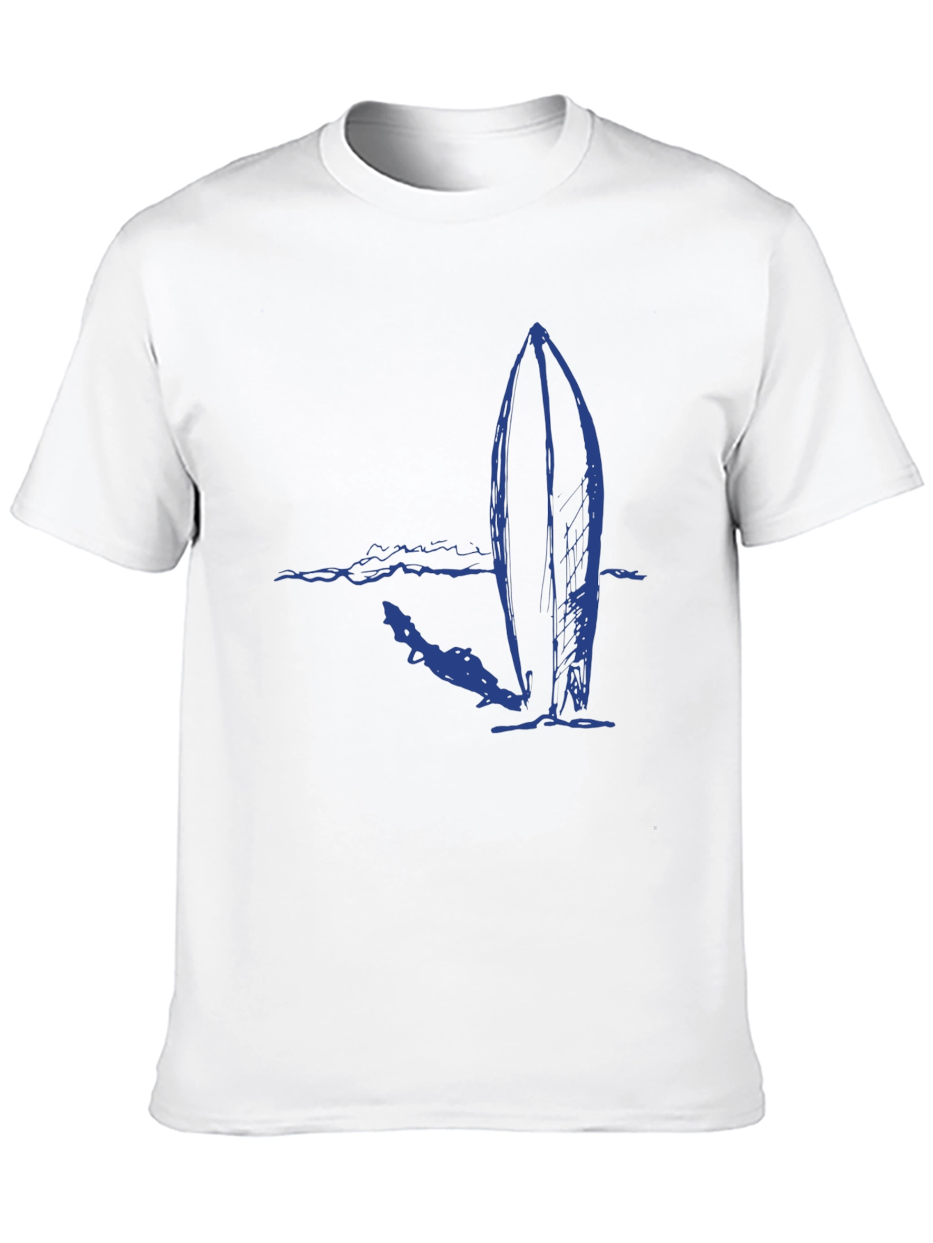 Surfboard Graphic Tee - Black Cotton Casual T-Shirt
