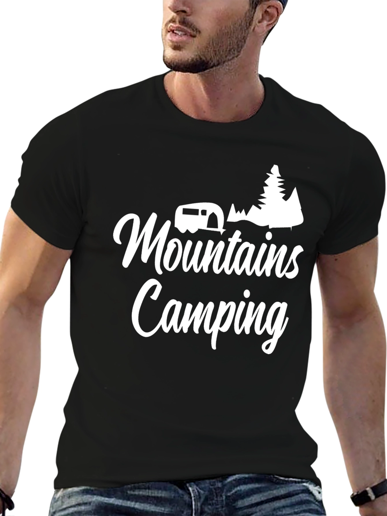 Mountains Camping Black T-Shirt