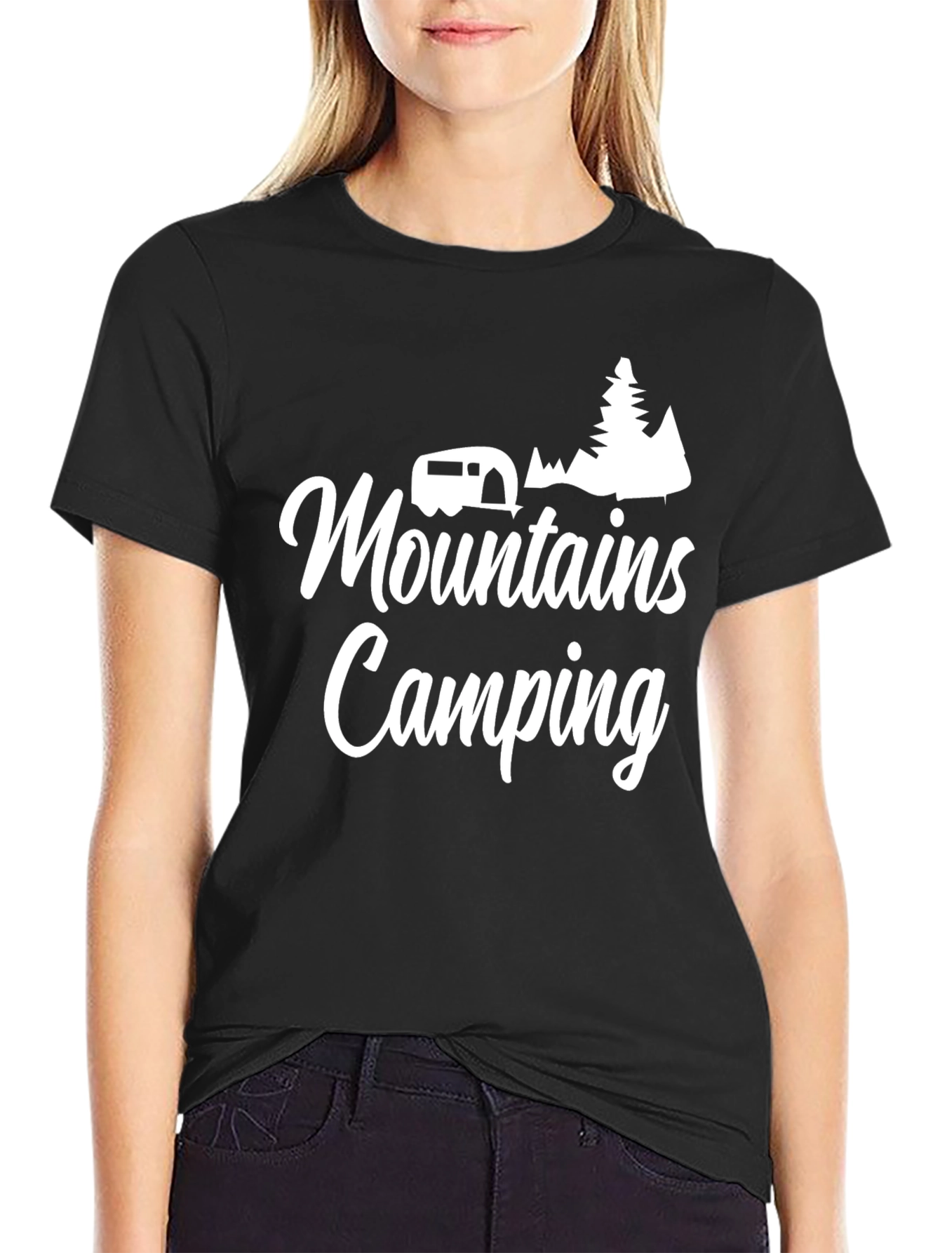 Mountains Camping Black T-Shirt