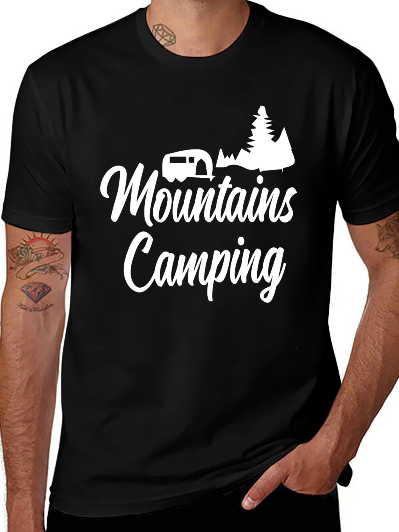 Mountains Camping Black T-Shirt