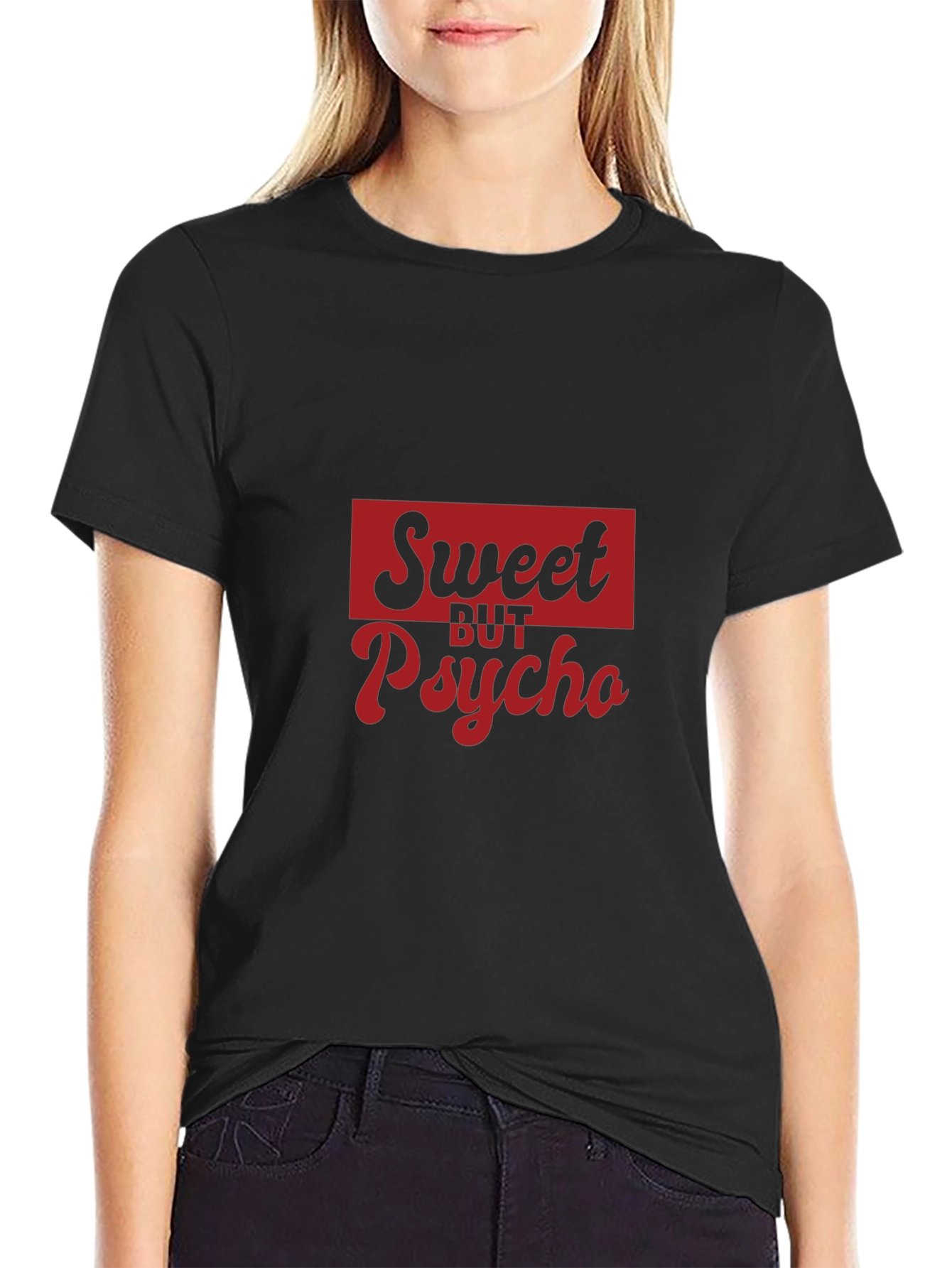 Sweet But Psycho Graphic Tee - Black Cotton T-Shirt
