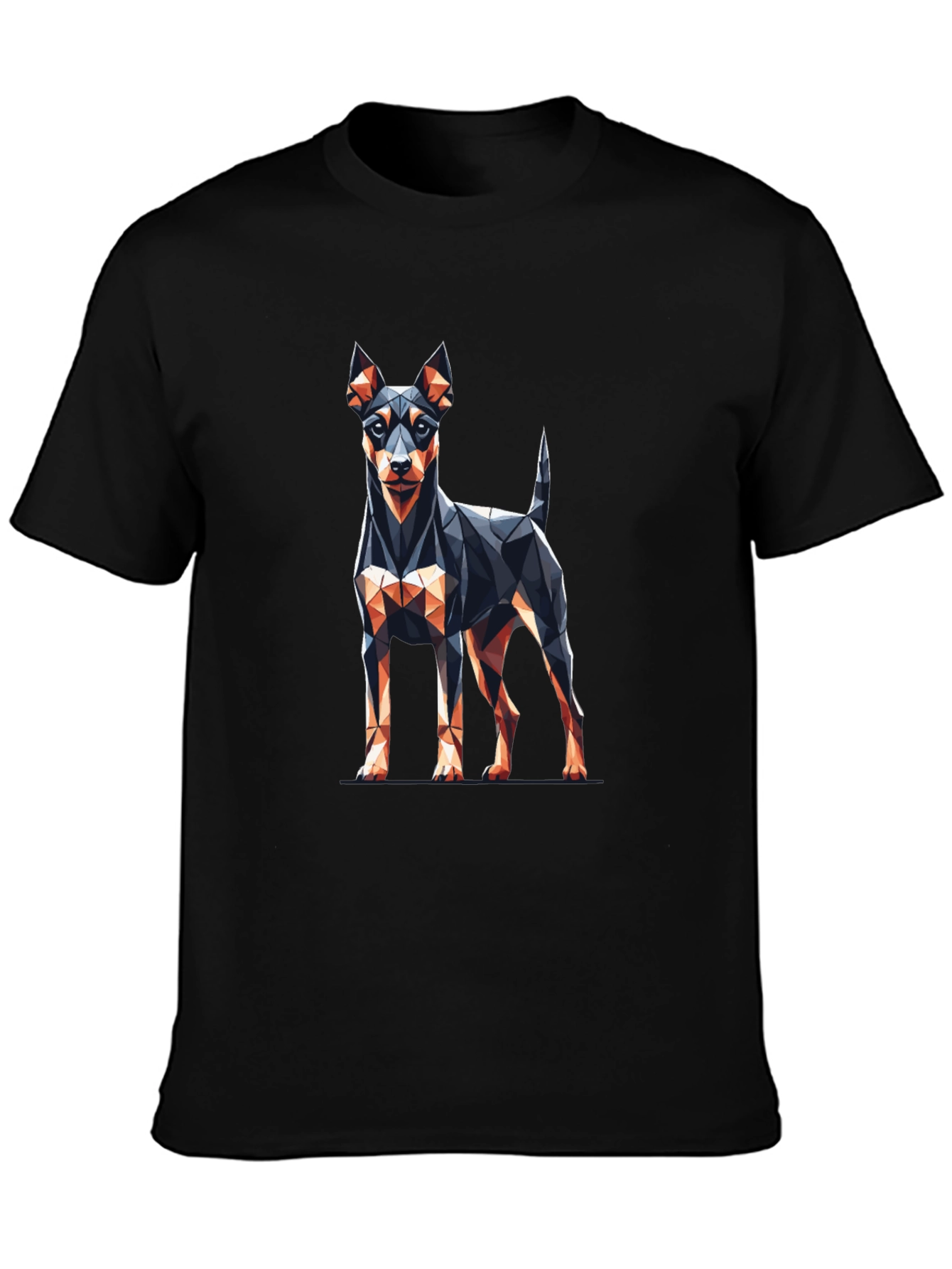 Geometric Dog Graphic Tee - Stylish Black T-Shirt