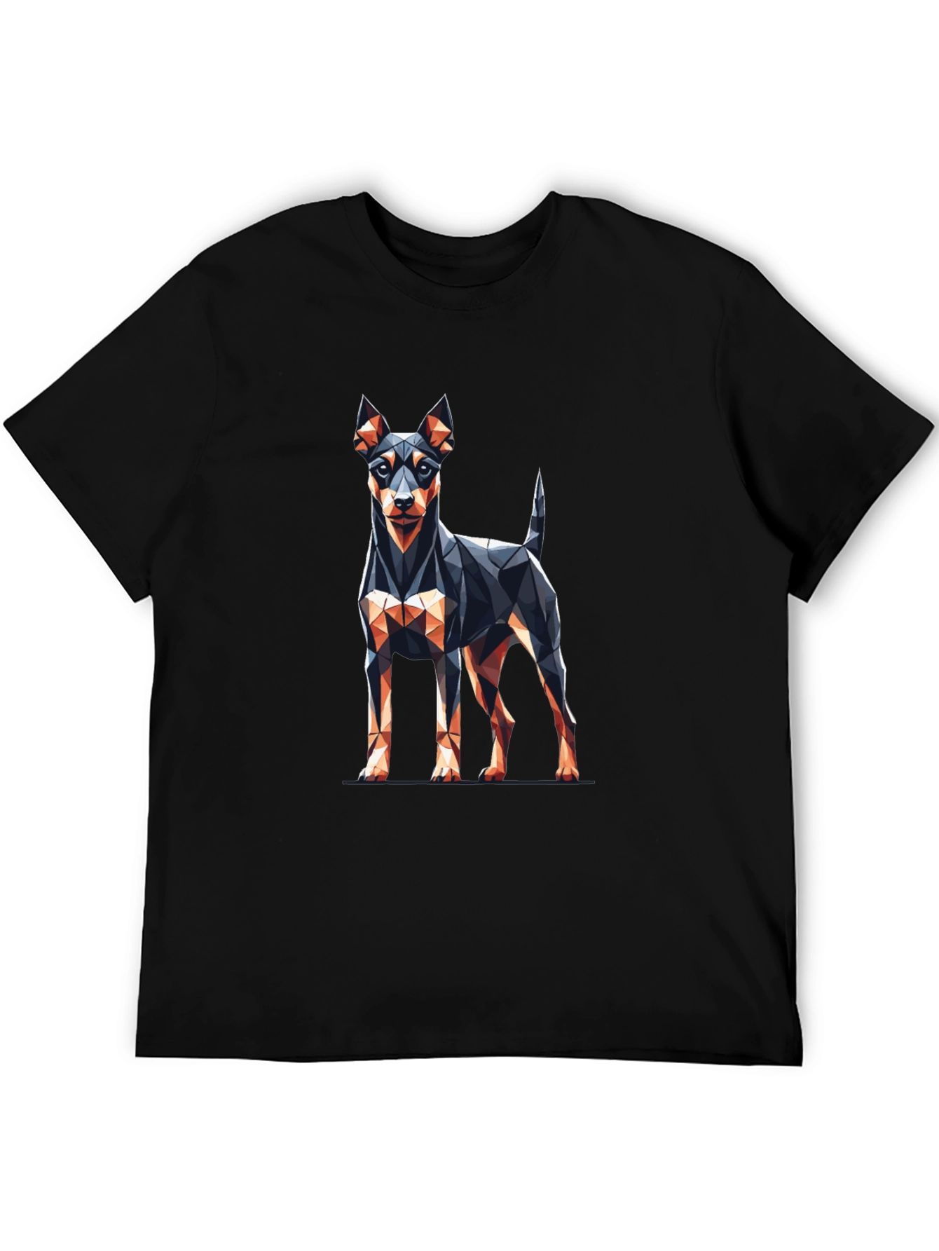 Geometric Dog Graphic Tee - Stylish Black T-Shirt