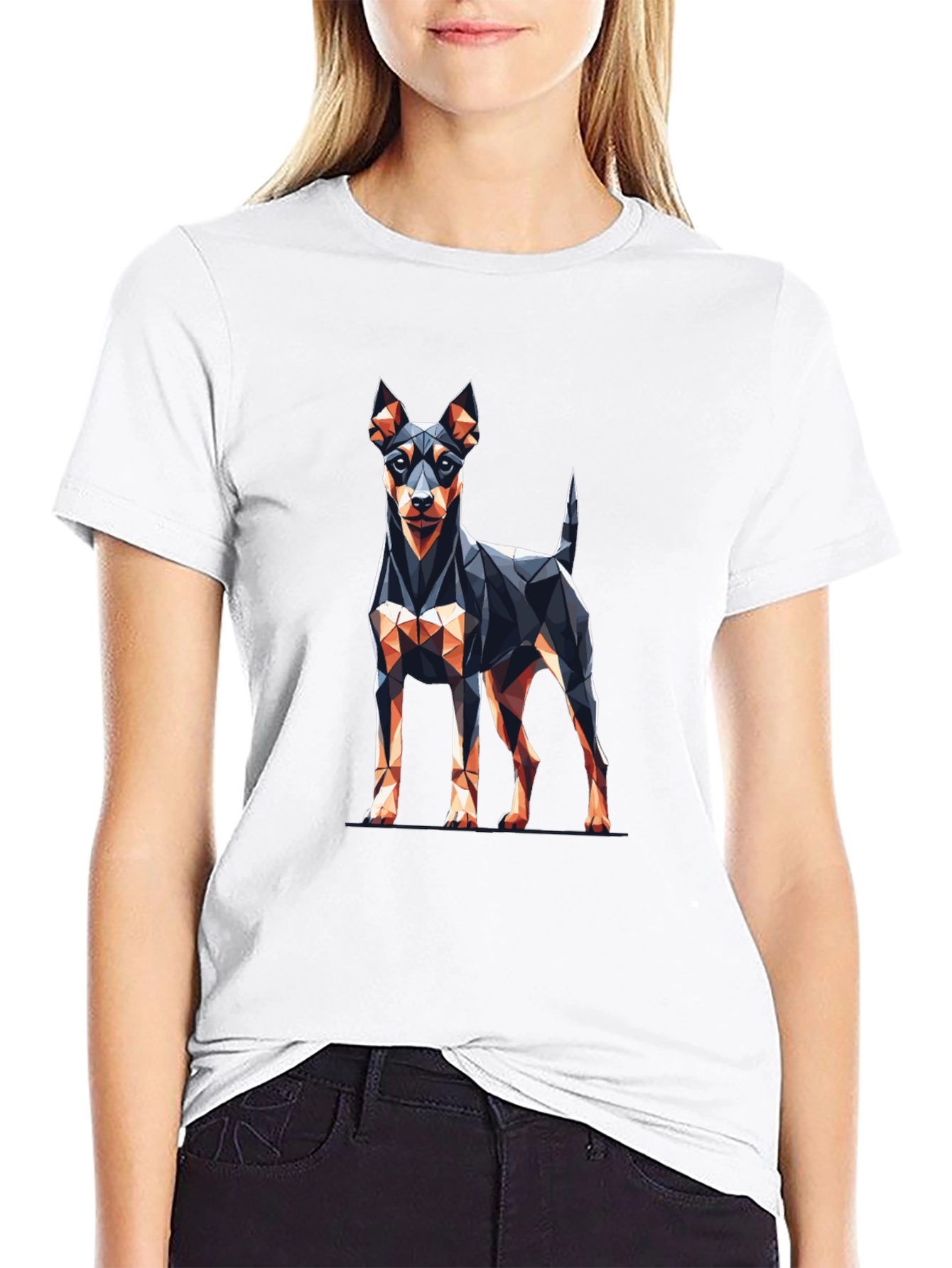Geometric Dog Graphic Tee - Stylish Black T-Shirt