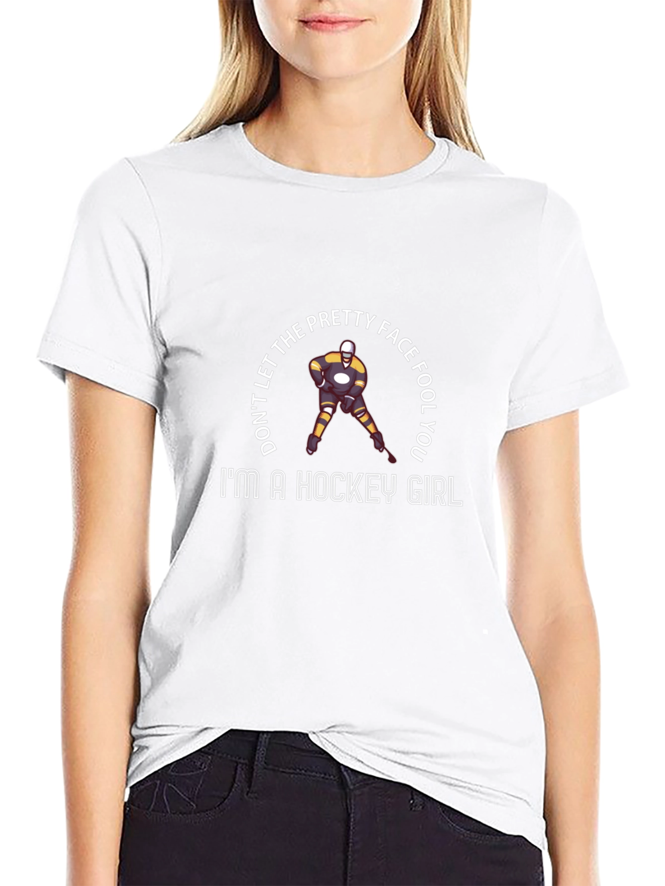 Hockey Girl Graphic T-Shirt - Pretty Face Fool You