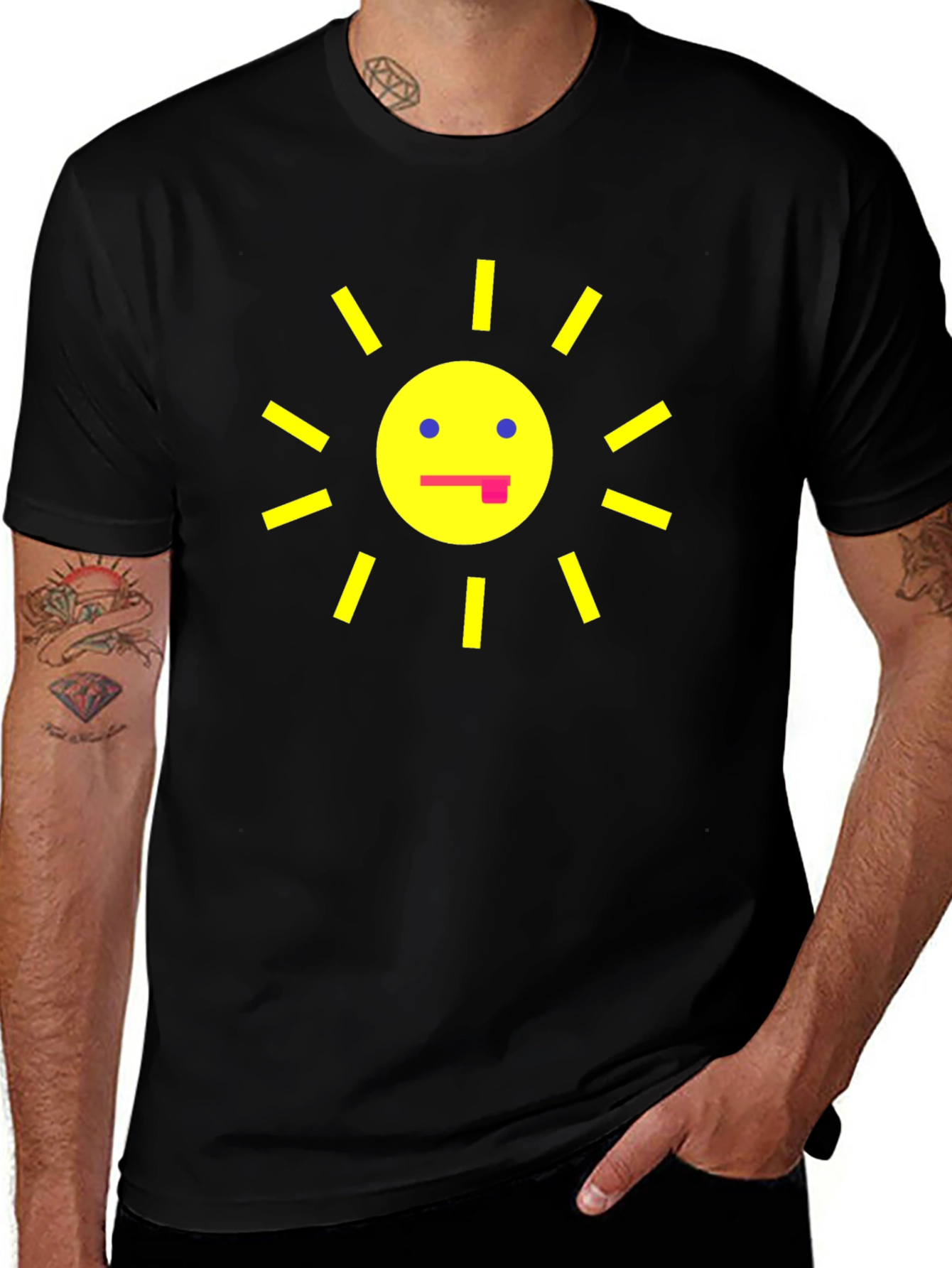 Funny Sun Graphic Black T-Shirt