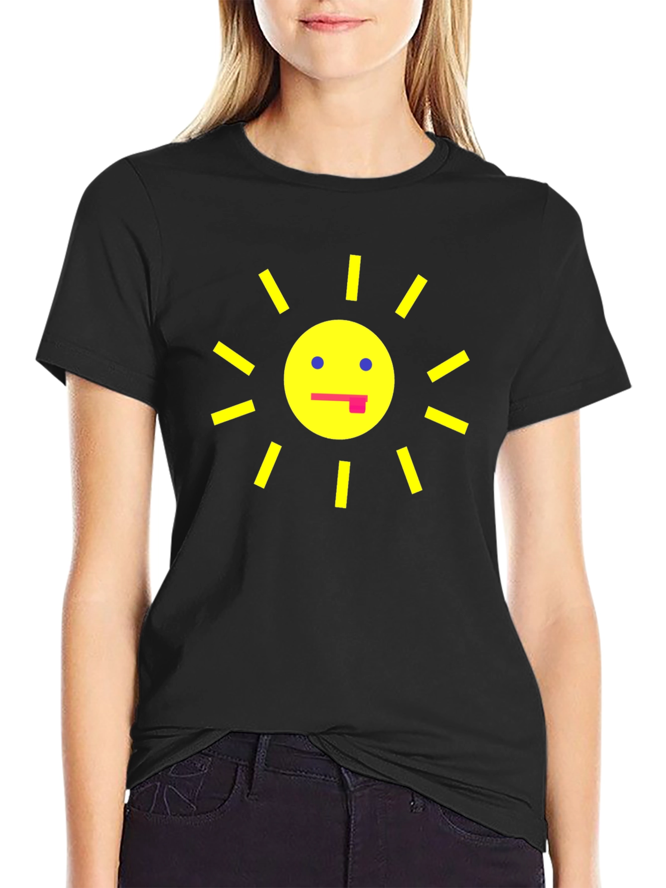 Funny Sun Graphic Black T-Shirt