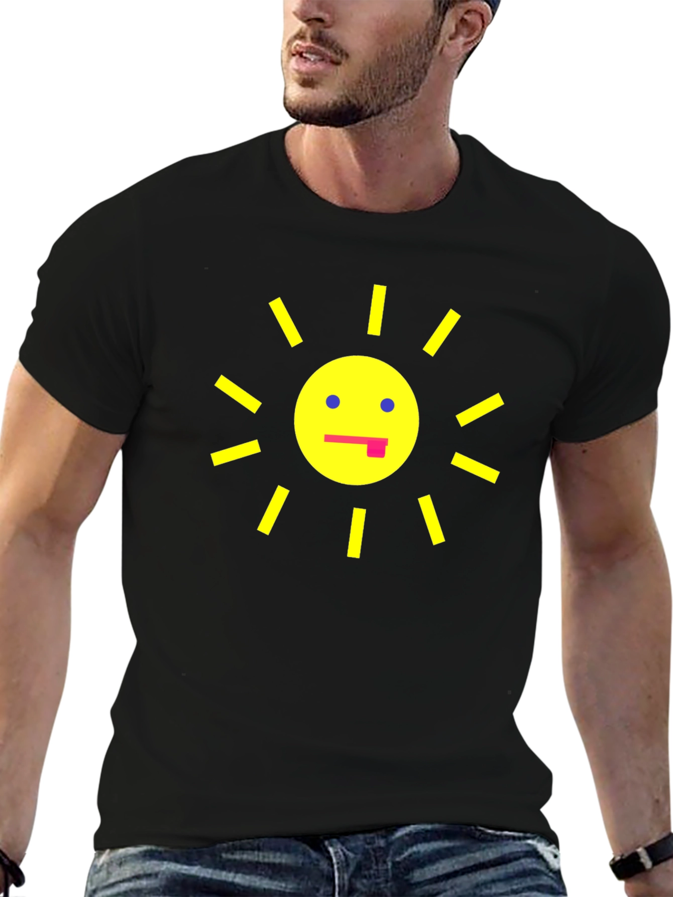 Funny Sun Graphic Black T-Shirt