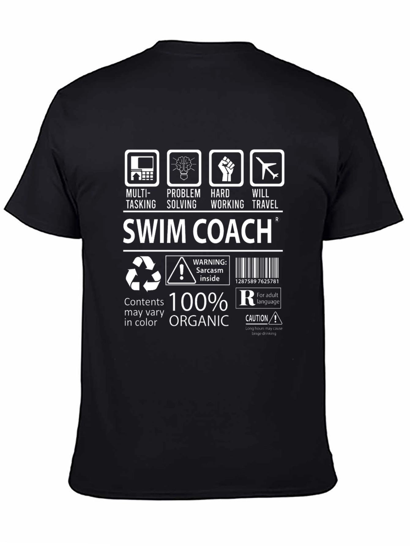 Swim Coach Multi-Tasking 100% Organic Graphic T-Shirt