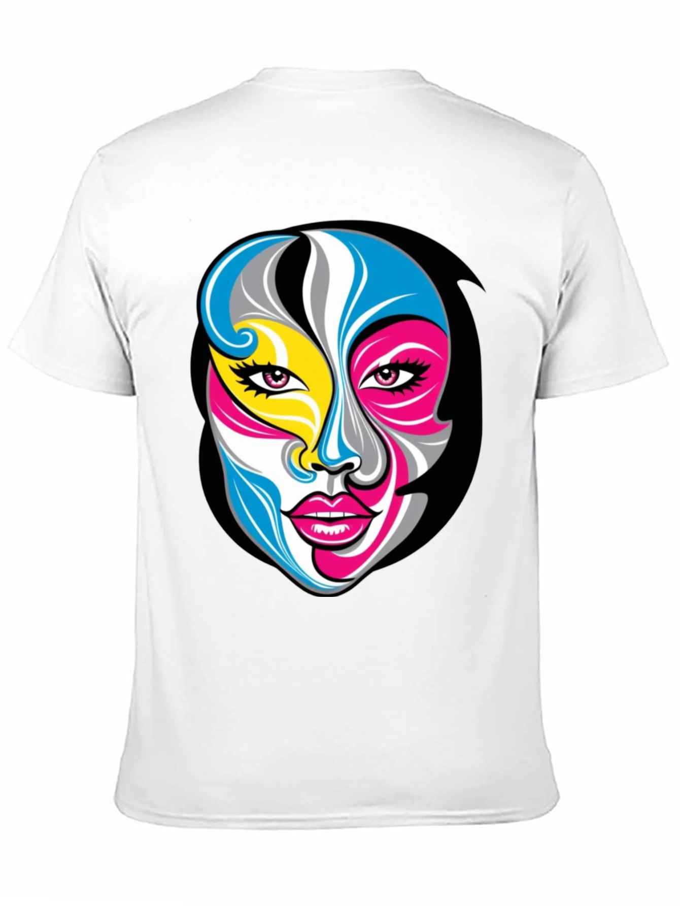 Abstract Face Graphic Tee - Unisex Black T-Shirt