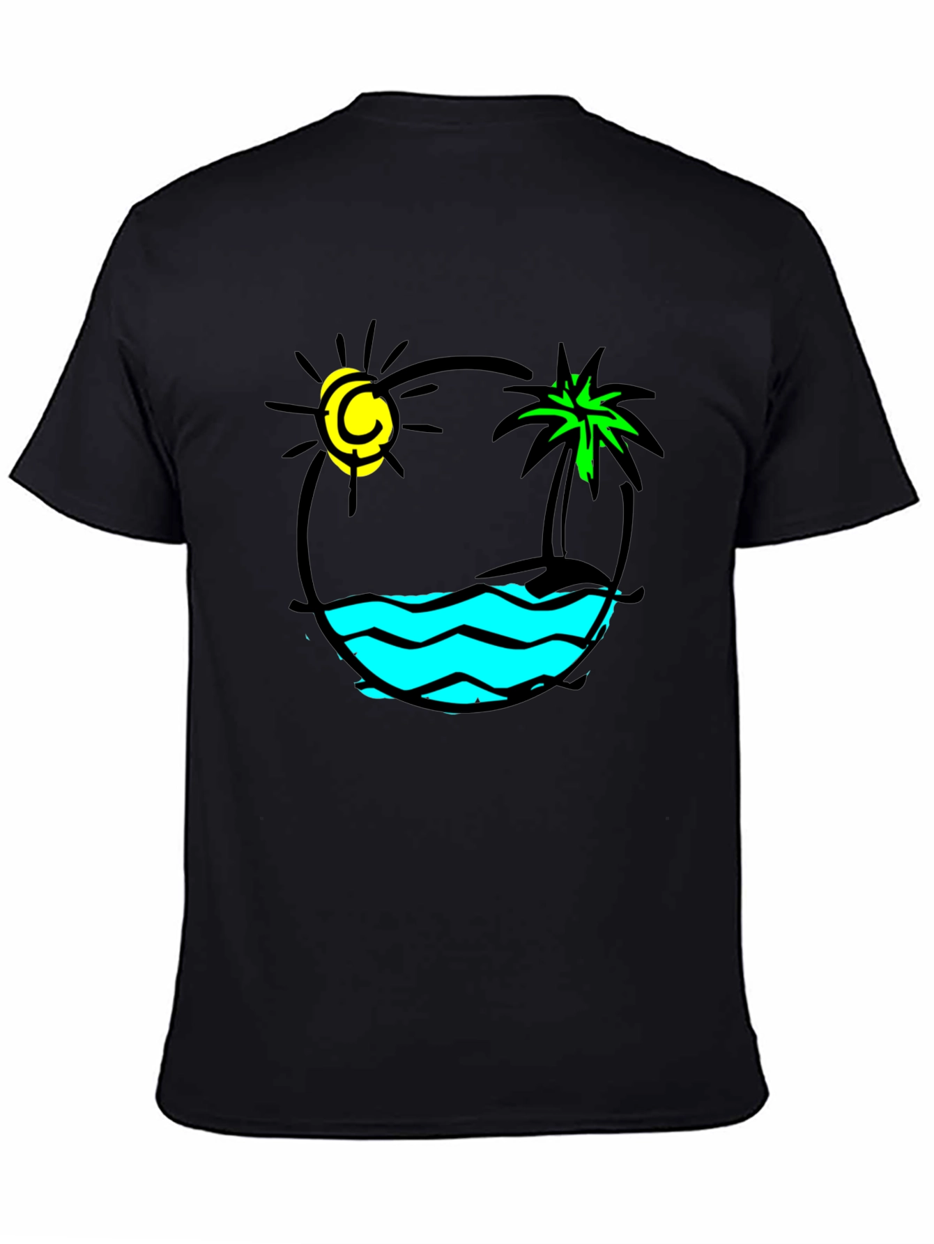 Island Vibes Graphic T-Shirt - Black Cotton Tee