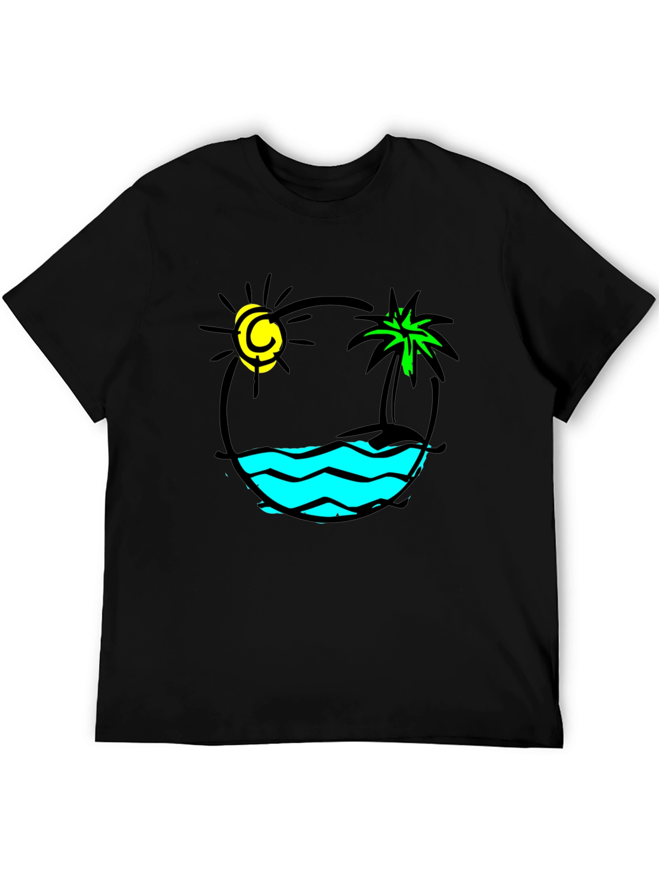 Island Vibes Graphic T-Shirt - Black Cotton Tee