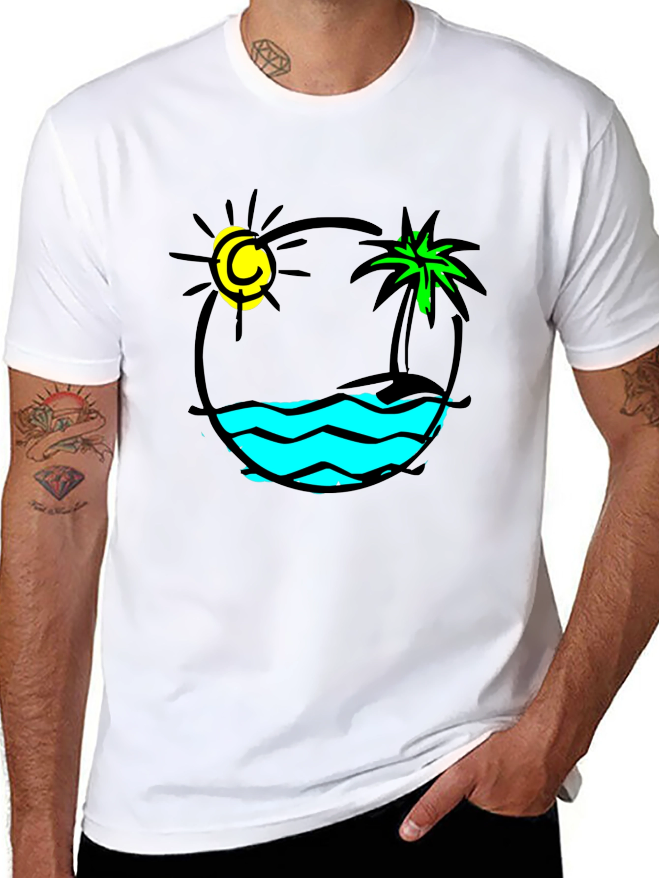 Island Vibes Graphic T-Shirt - Black Cotton Tee