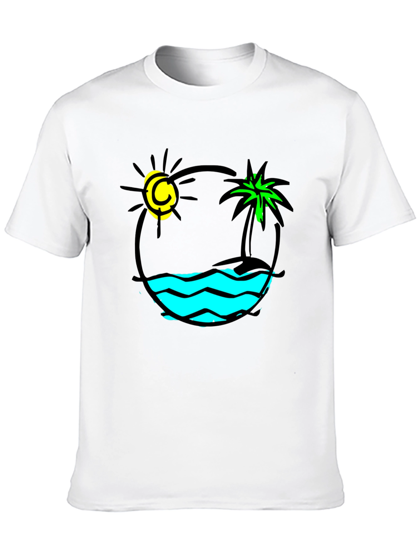 Island Vibes Graphic T-Shirt - Black Cotton Tee