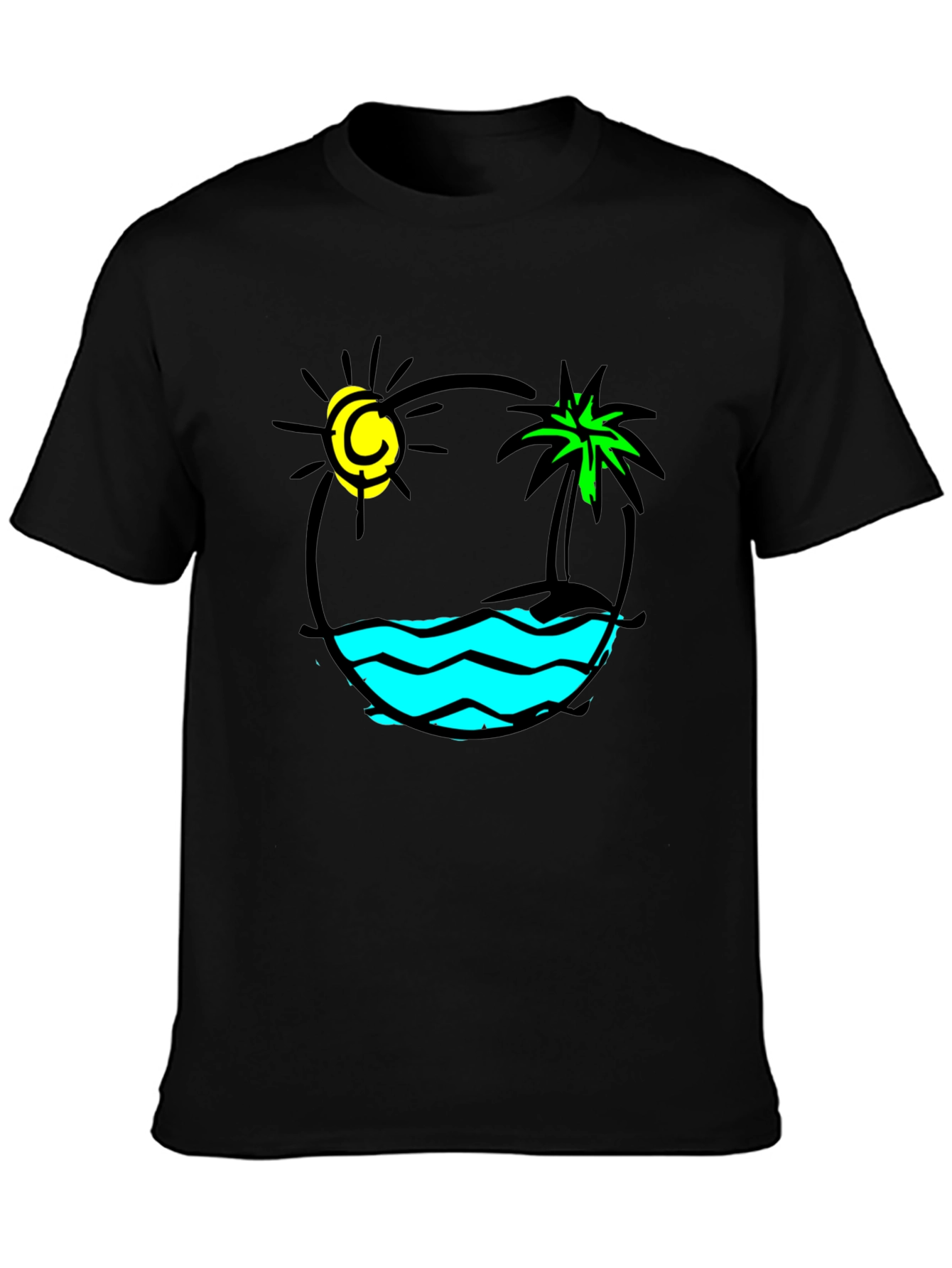 Island Vibes Graphic T-Shirt - Black Cotton Tee