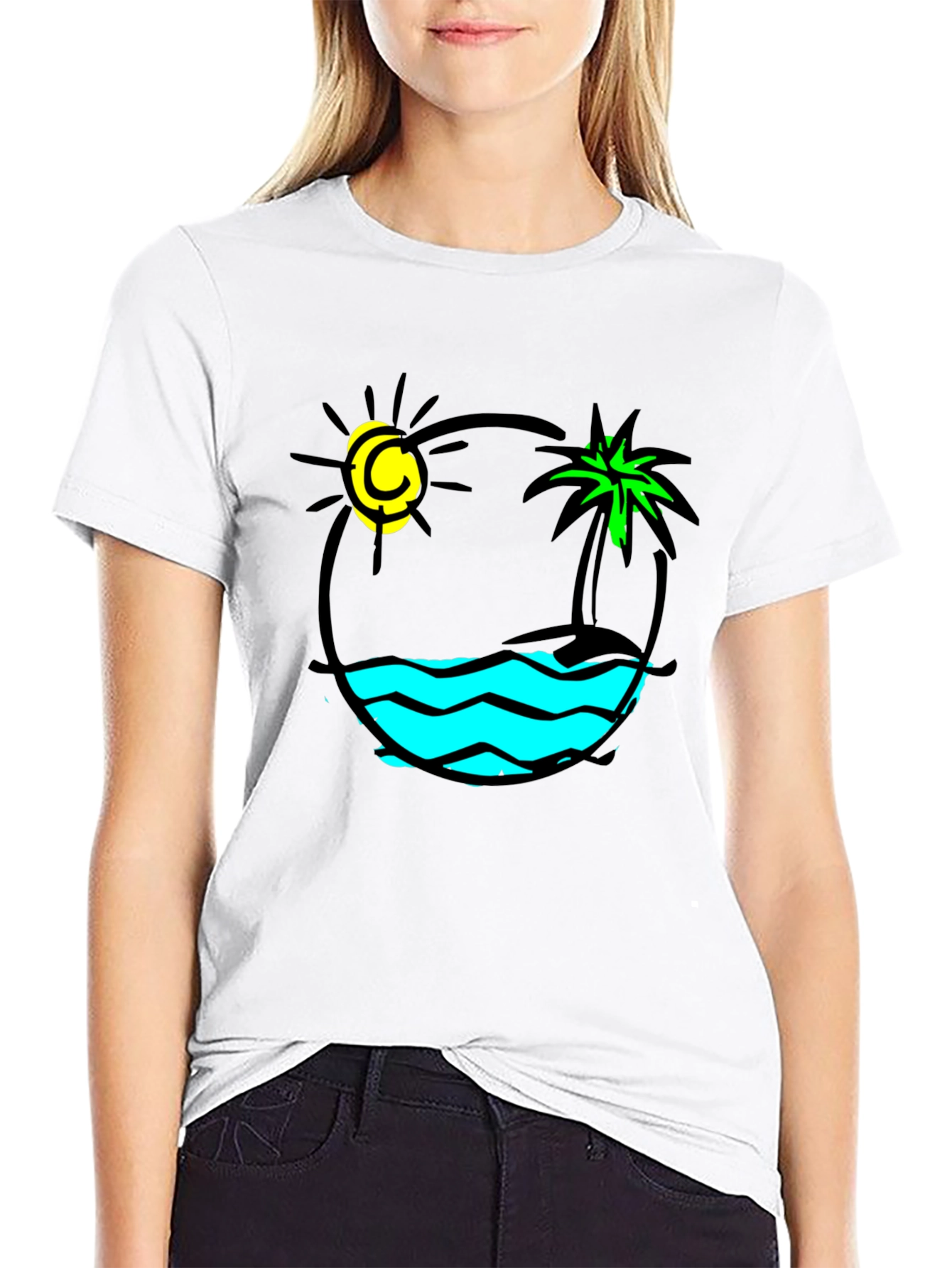 Island Vibes Graphic T-Shirt - Black Cotton Tee