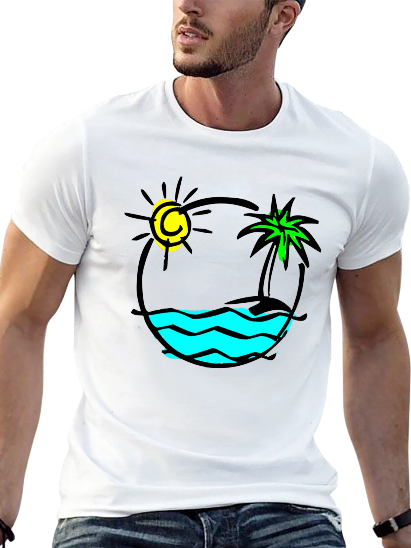 Island Vibes Graphic T-Shirt - Black Cotton Tee