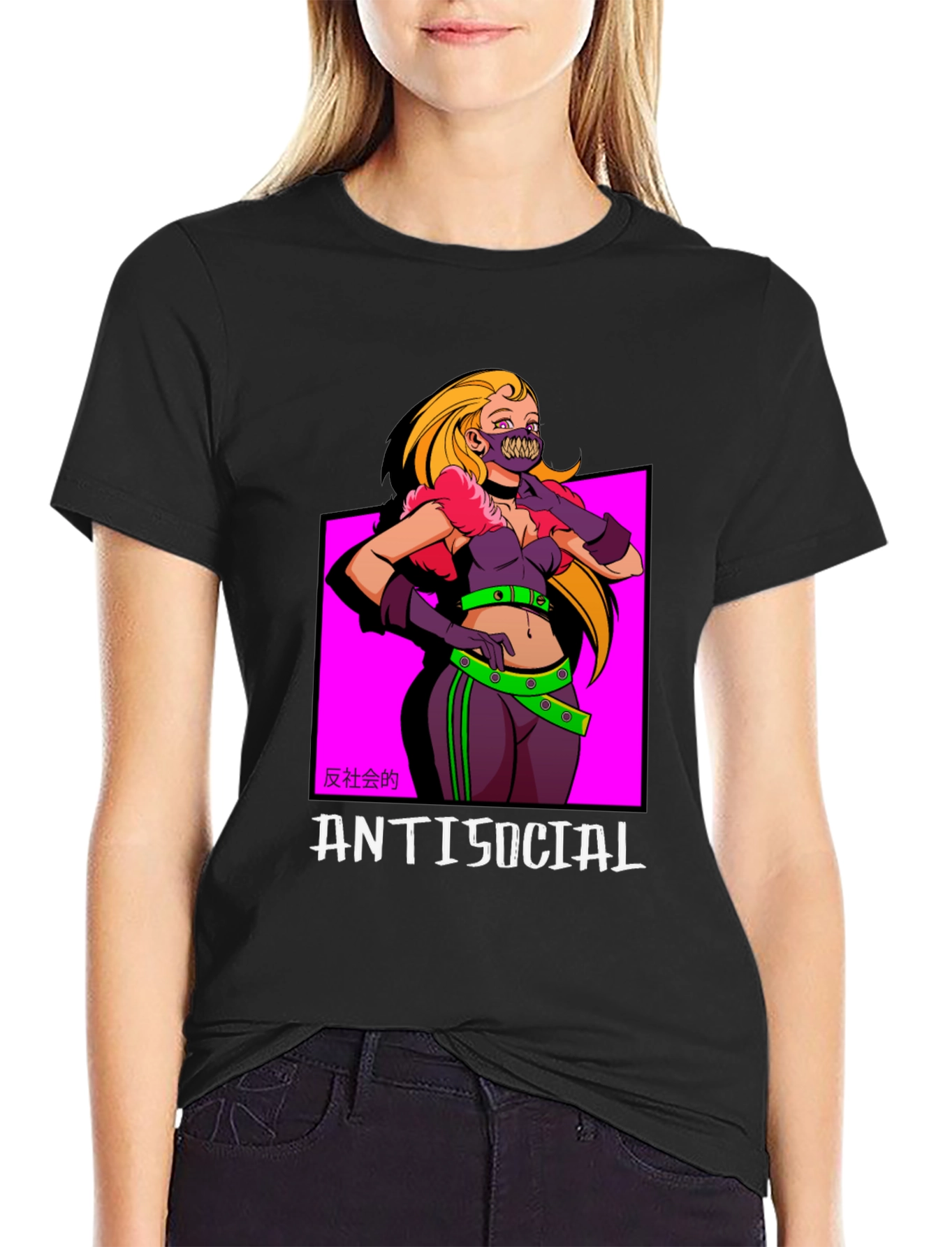Antisocial T-Shirt: Anime Girl Graphic Tee
