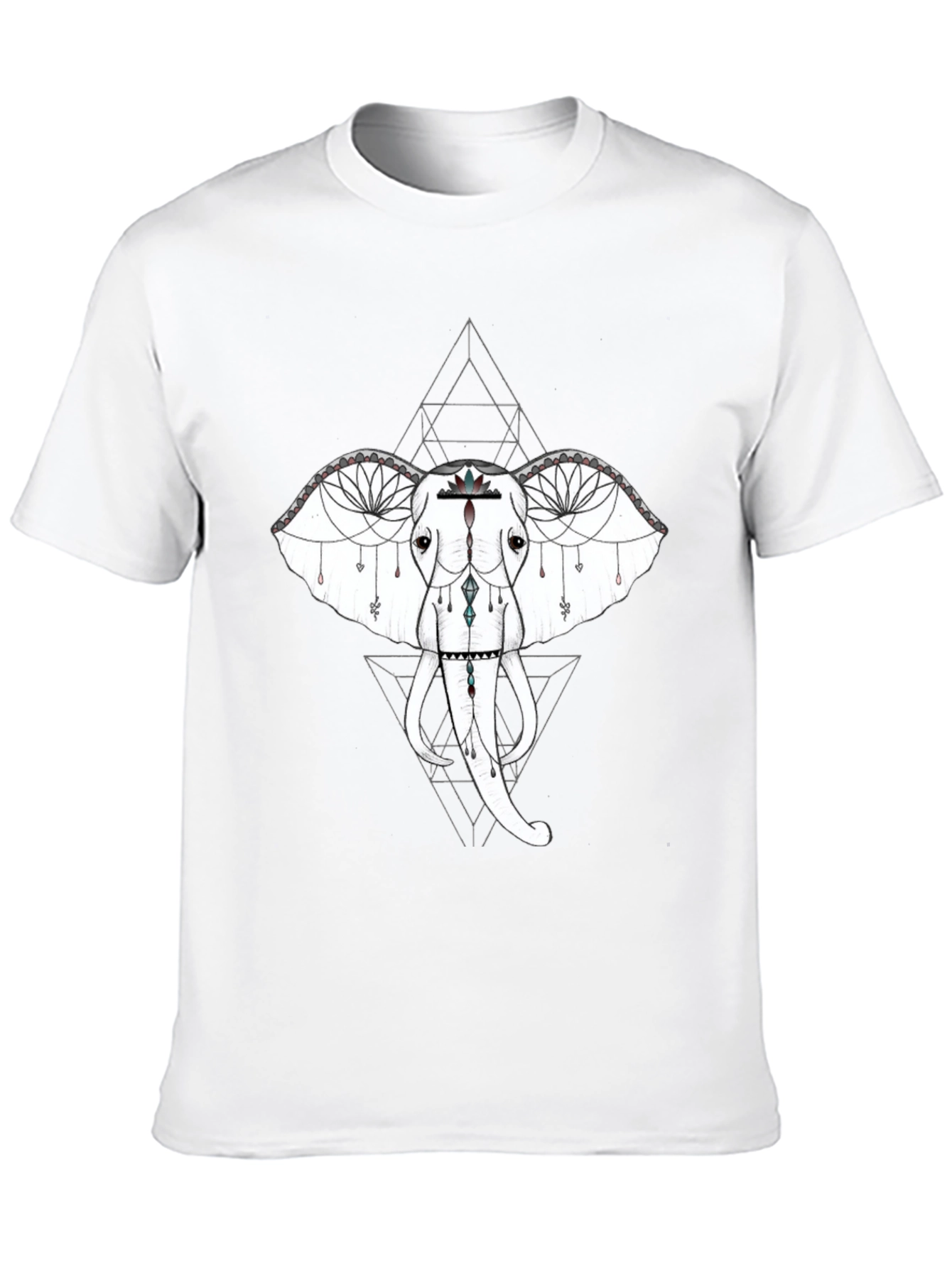 Geometric Elephant Graphic Tee - Black
