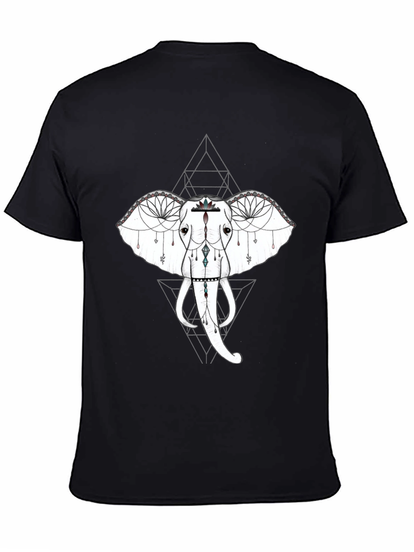 Geometric Elephant Graphic Tee - Black