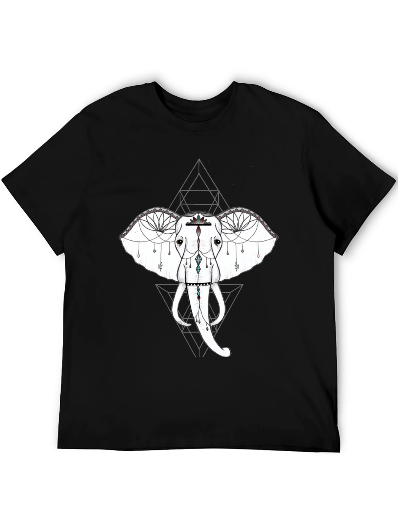 Geometric Elephant Graphic Tee - Black