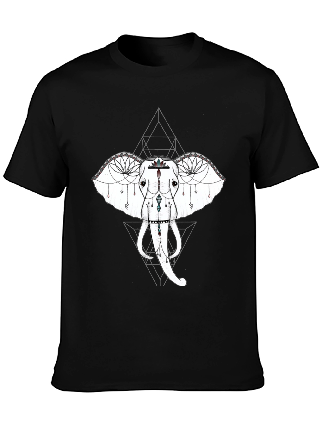 Geometric Elephant Graphic Tee - Black