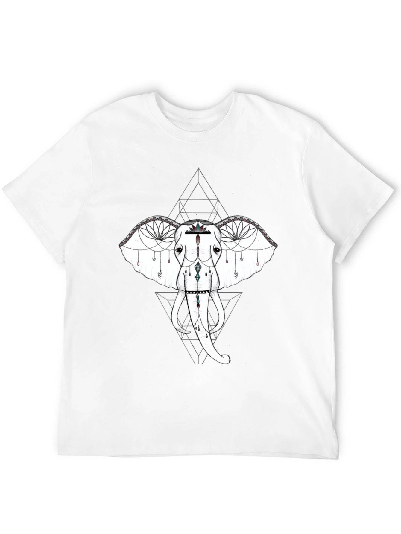 Geometric Elephant Graphic Tee - Black