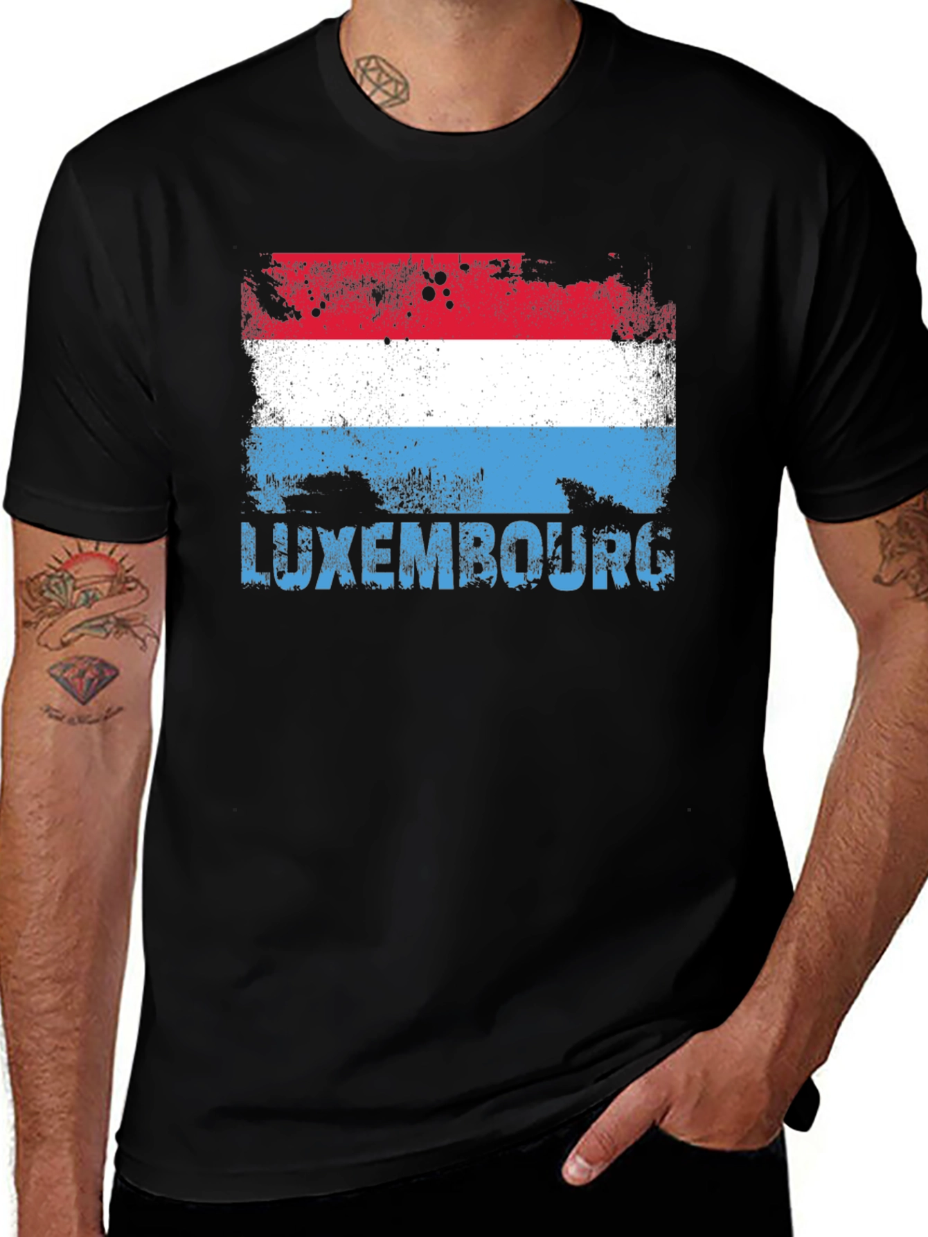 Luxembourg Flag Distressed Mens T-shirt