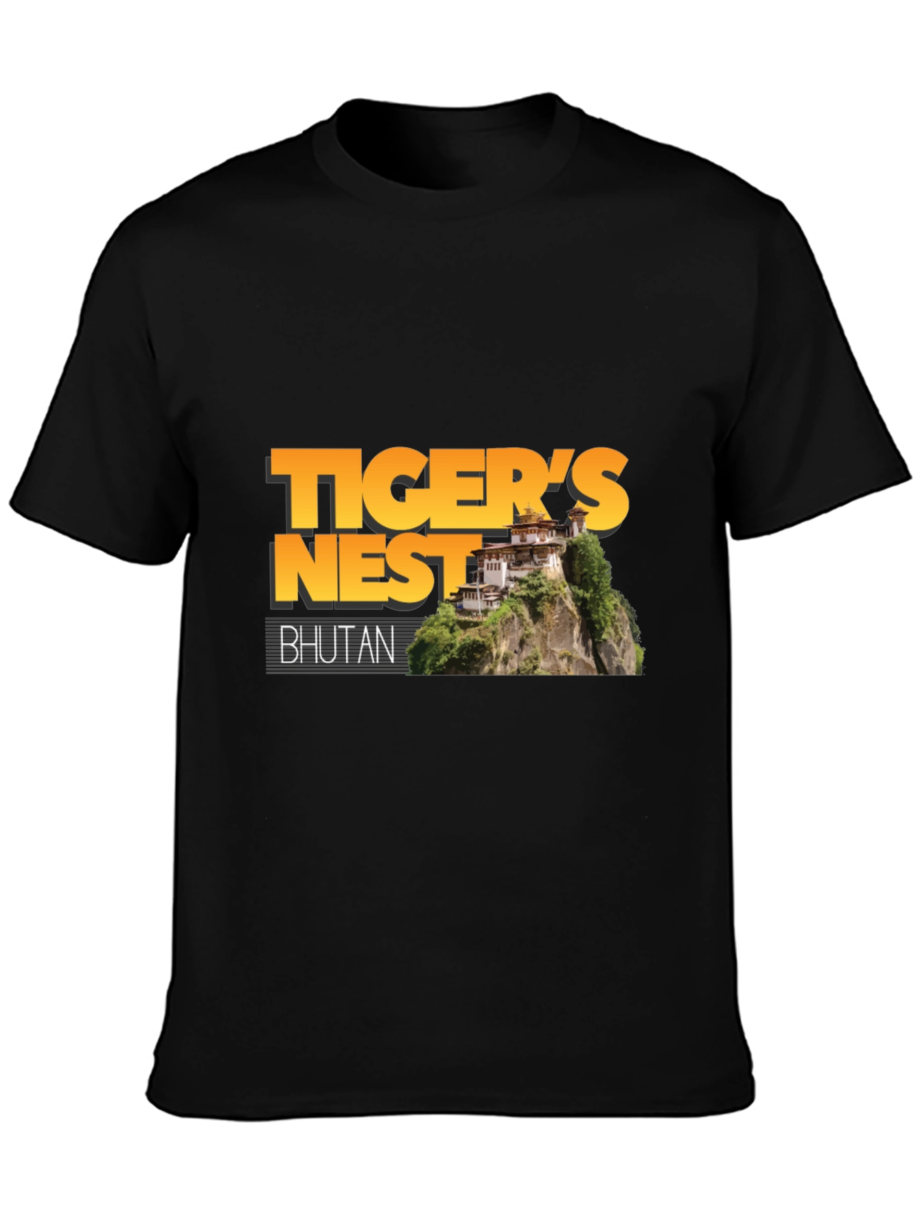 Tigers Nest Bhutan Black Graphic T-Shirt